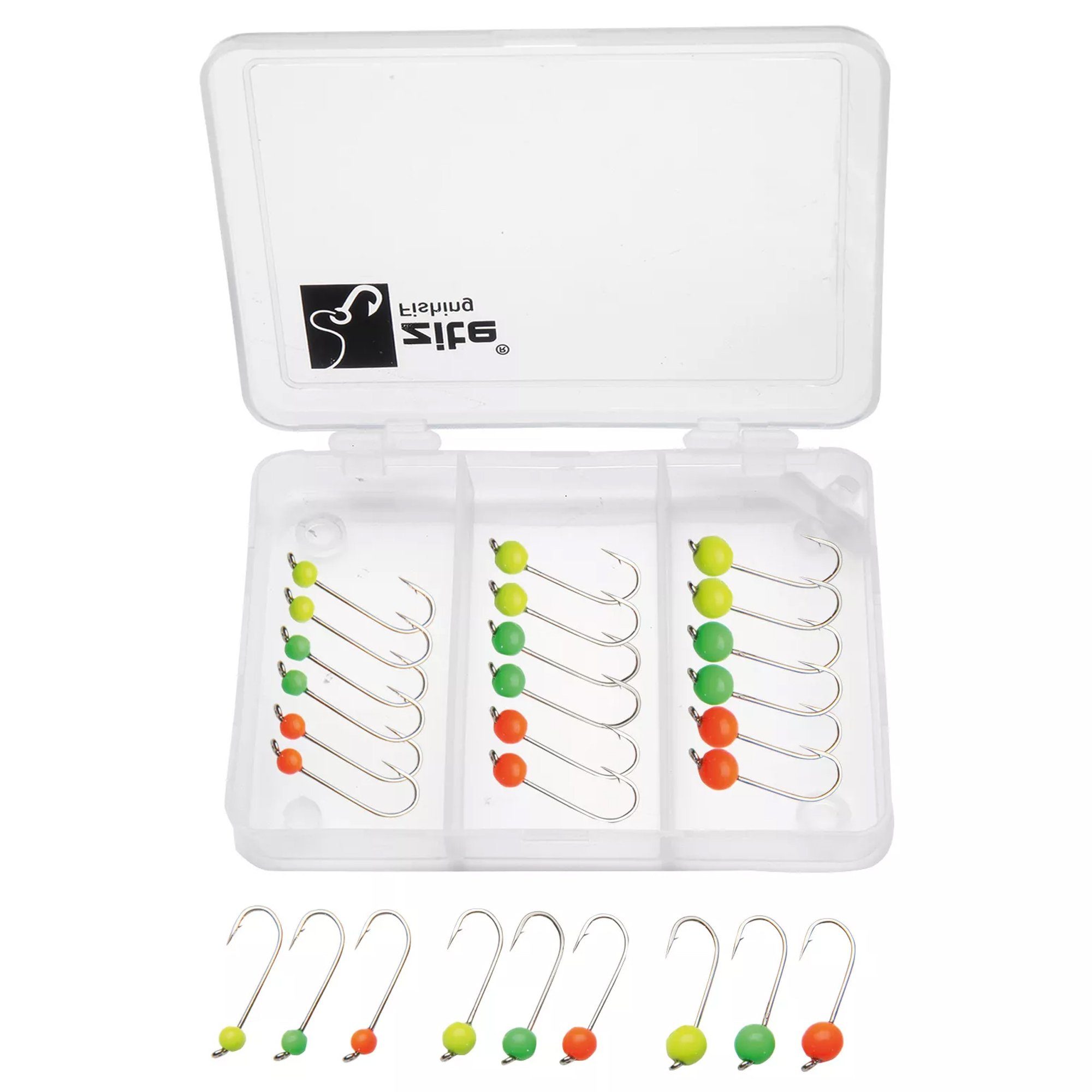 Zite Jighaken Neon Tungsten Micro Jigheads 0,3-1,2g Neon im Set 27 Stück