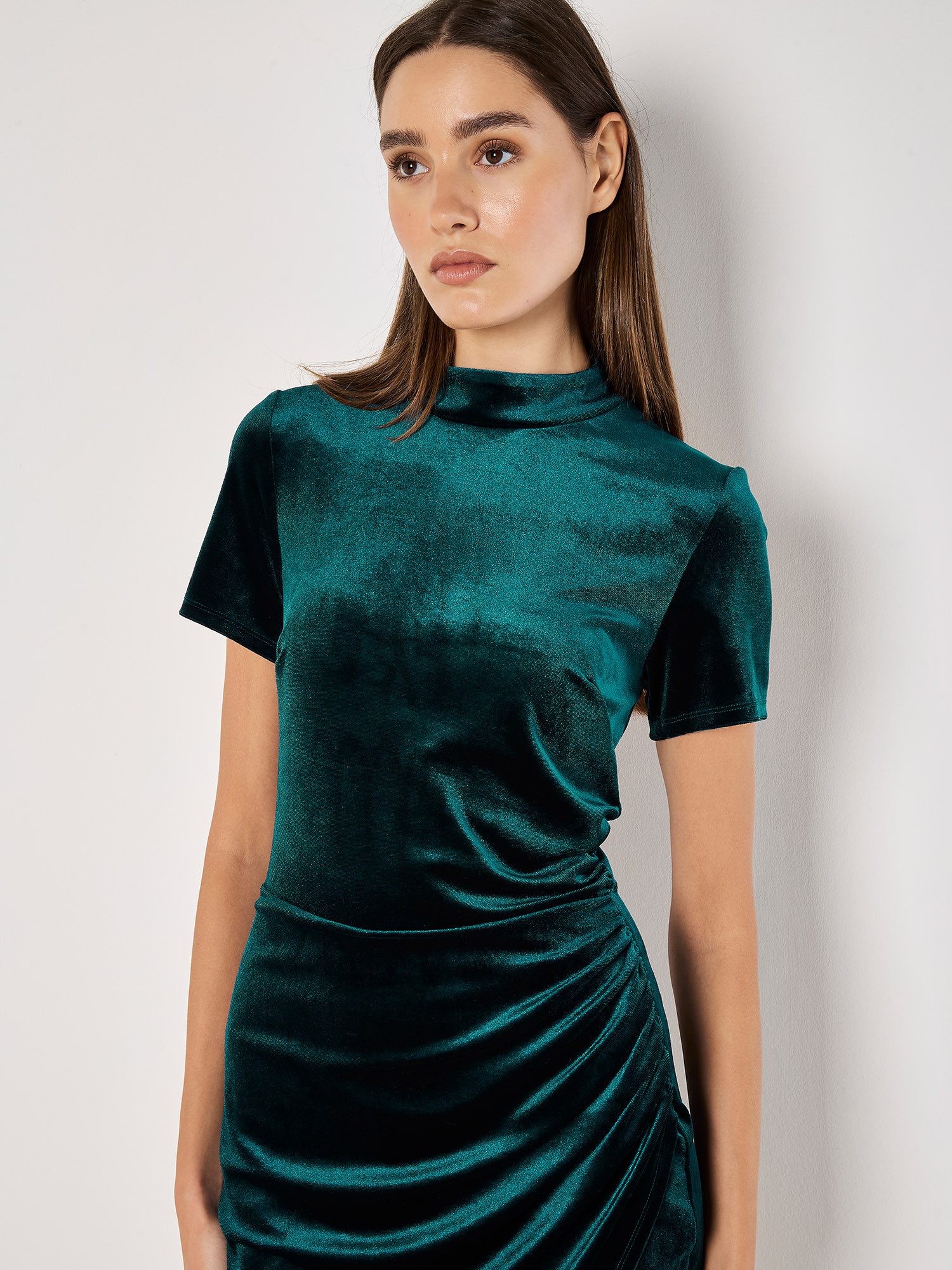Apricot Partykleid Minikleid aus Samt mit Rüschen