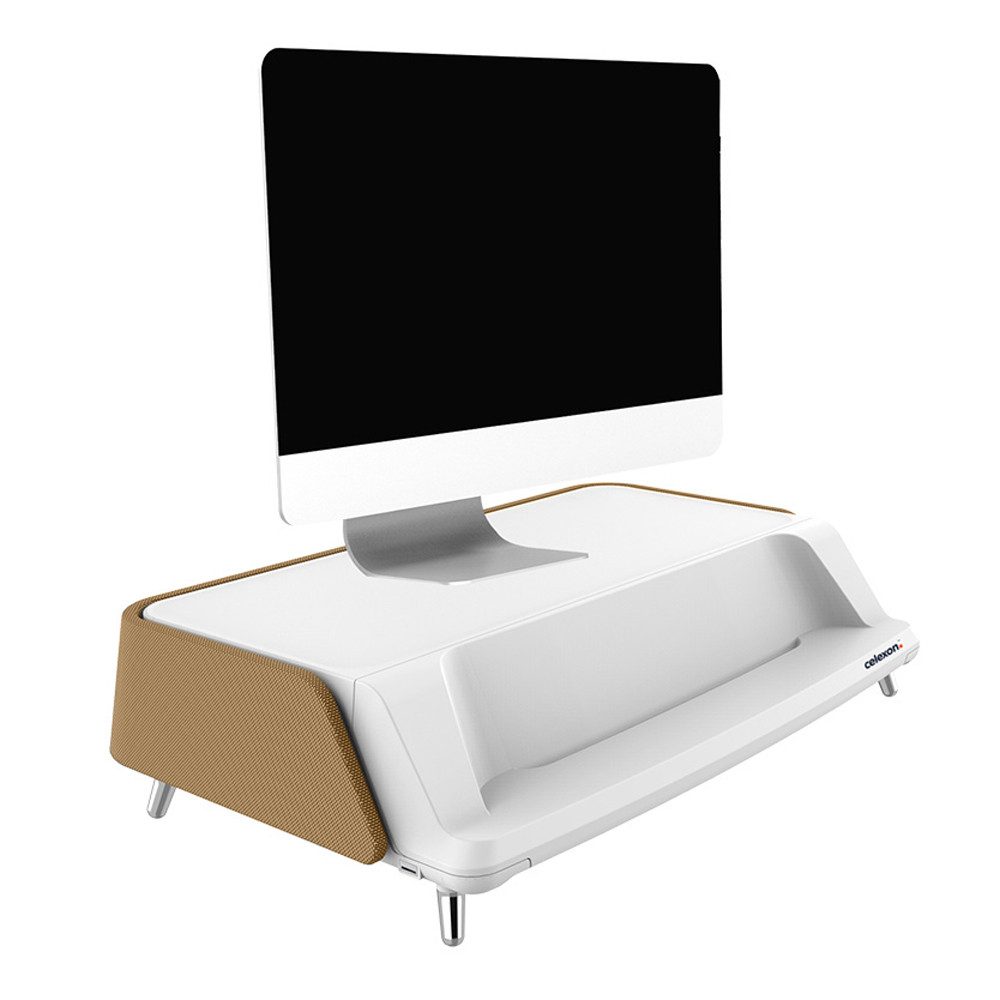 Celexon Monitorständer Professional UV Monitor Erhöhung ME1730 - beige, (bis 30 Zoll, inkl integrierter UV-C Lampe zur Desinfektion)