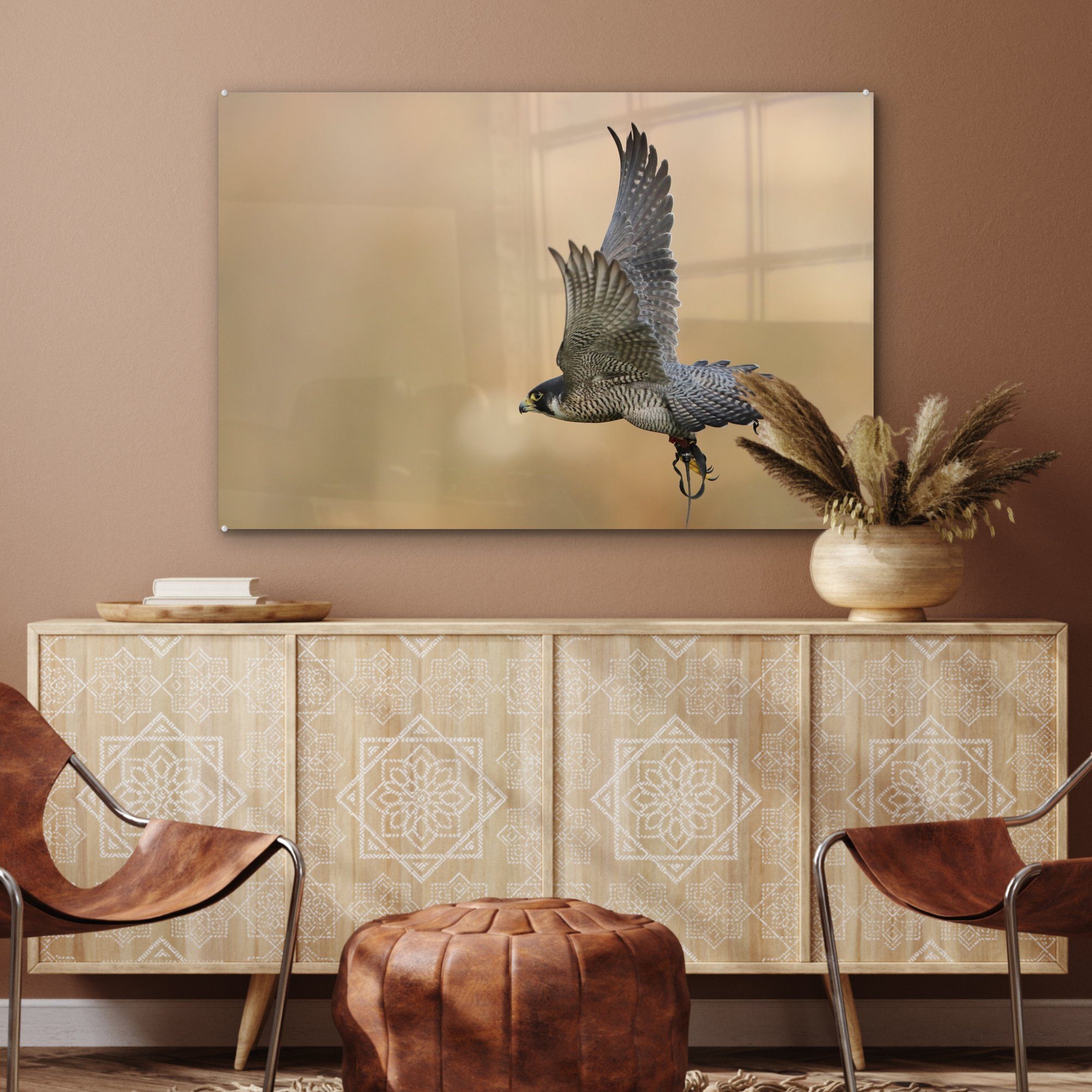 MuchoWow Acrylglasbild Falke - & St), Schlafzimmer Acrylglasbilder (1 - Fliegend Raubvogel, Wohnzimmer
