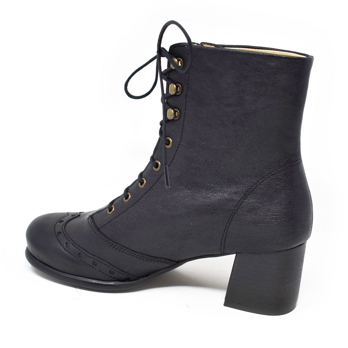 Claudio Nero Bom Schnürstiefellette im Vintage-Look aus hochwertigem Leder Schnürstiefelette – Bild 3 von 3