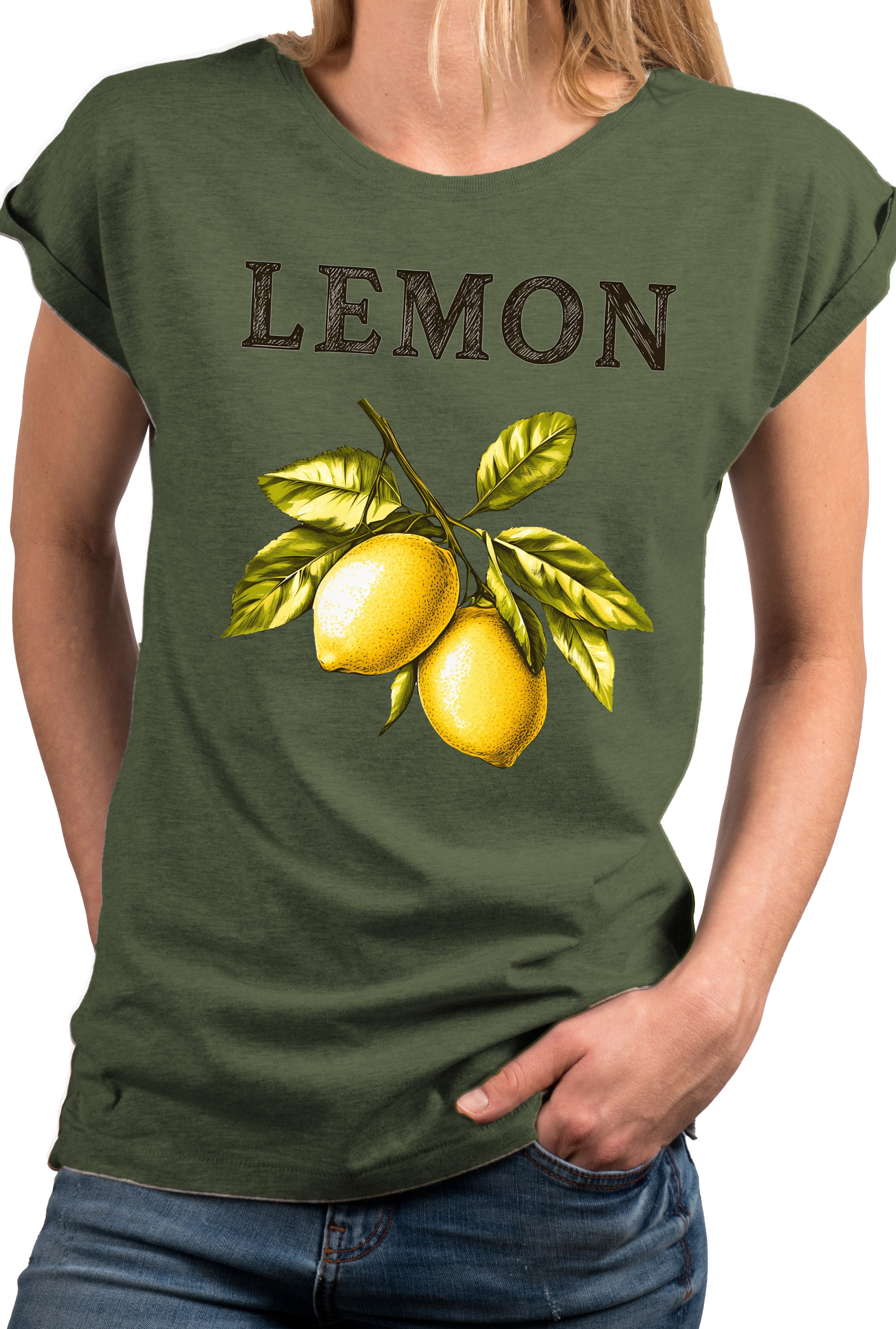 MAKAYA Kurzarmshirt mit Zitronen Print für günstig online kaufen