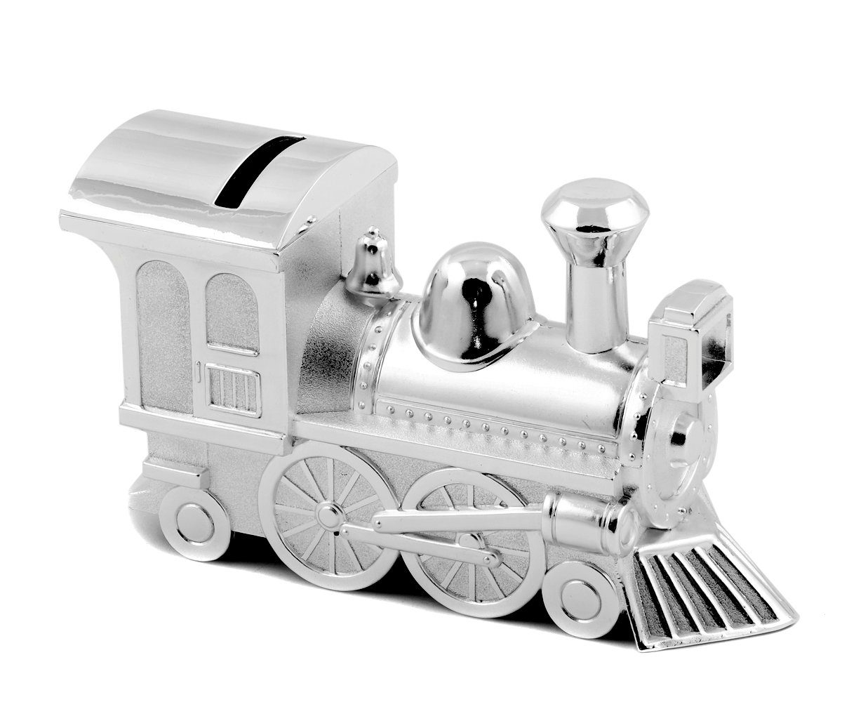 Brillibrum Spardose Spardose Lok Zug Kindersparbüchse Lokomotive Silber Eisenbahn Bahn