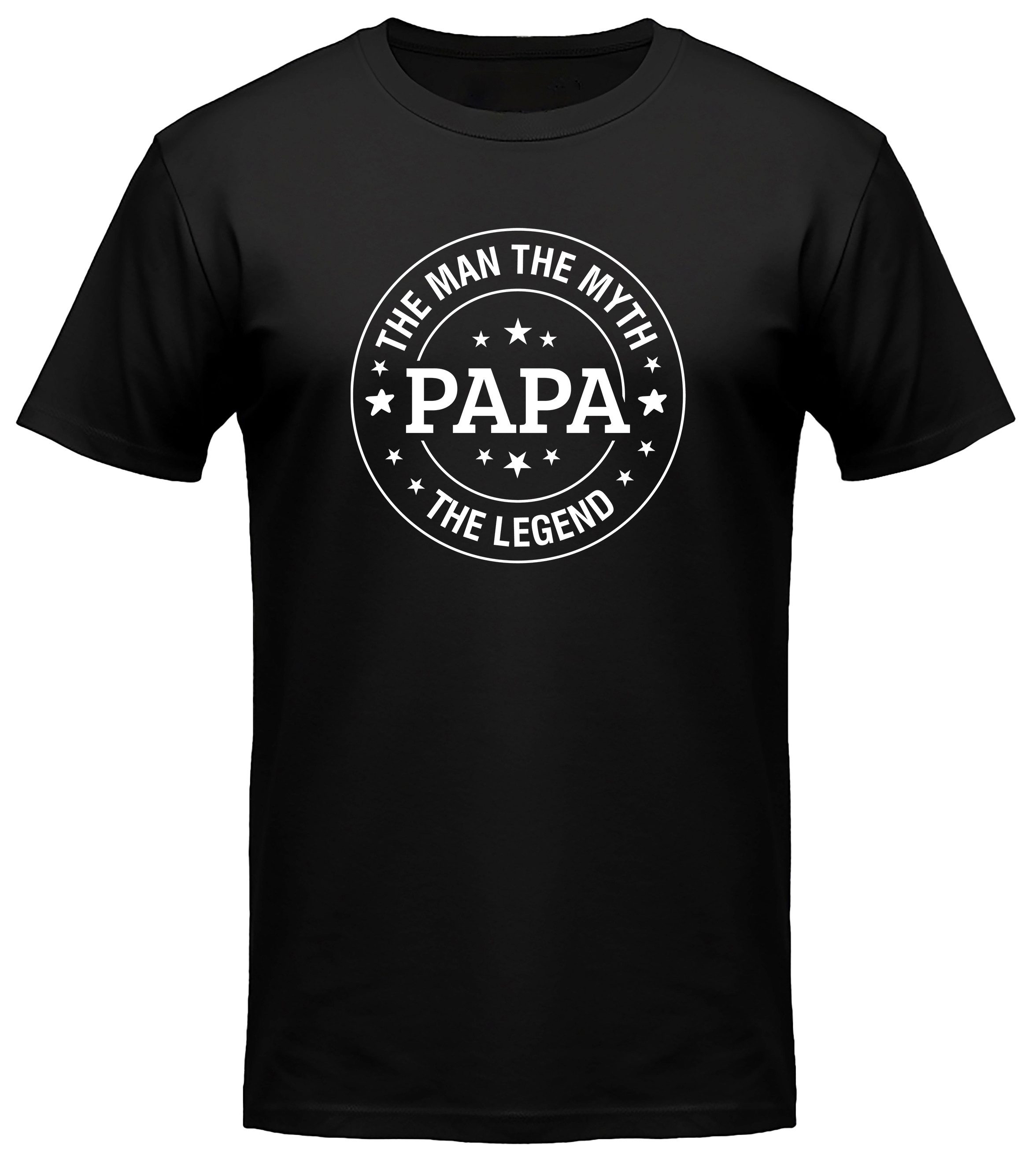 MyDesign24 T-Shirt Papa the man the Myth the Legend - Sprüche Shirt Vatertag T-Shirt schwarz kurzarm Regular Fit i824