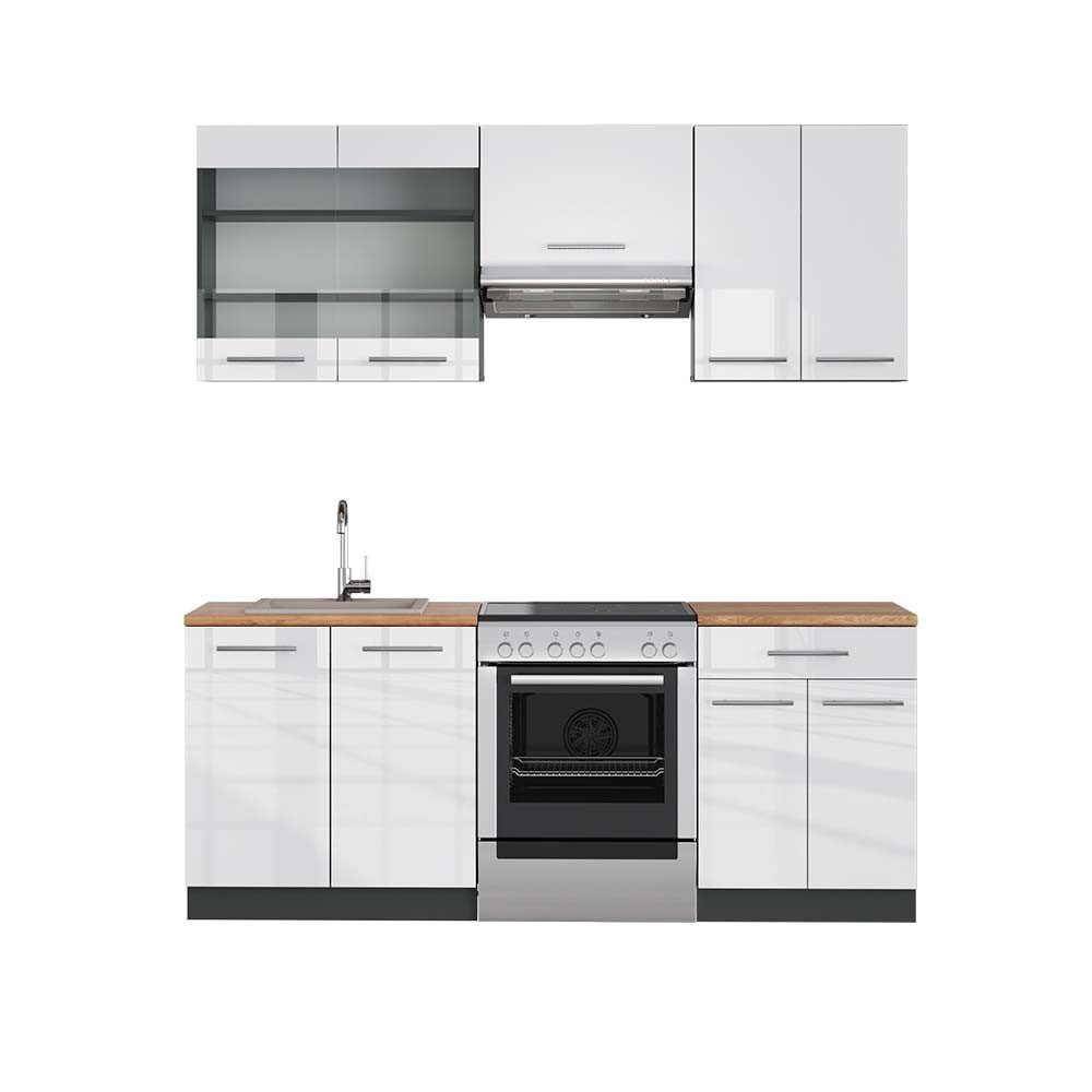 Vicco Küchenzeile R-Line, Rot/Anthrazit, 200 cm, günstig online kaufen