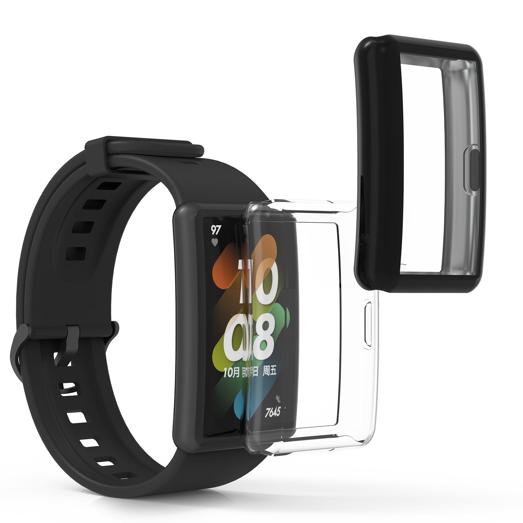 kwmobile 2x Silikon Hülle für HONOR Band 7 / Band 6 / Huawei Band 7 / Band 6 Smartwatch, 2-tlg., Schutzhülle Fullbody Display Cover Set aus Silikon