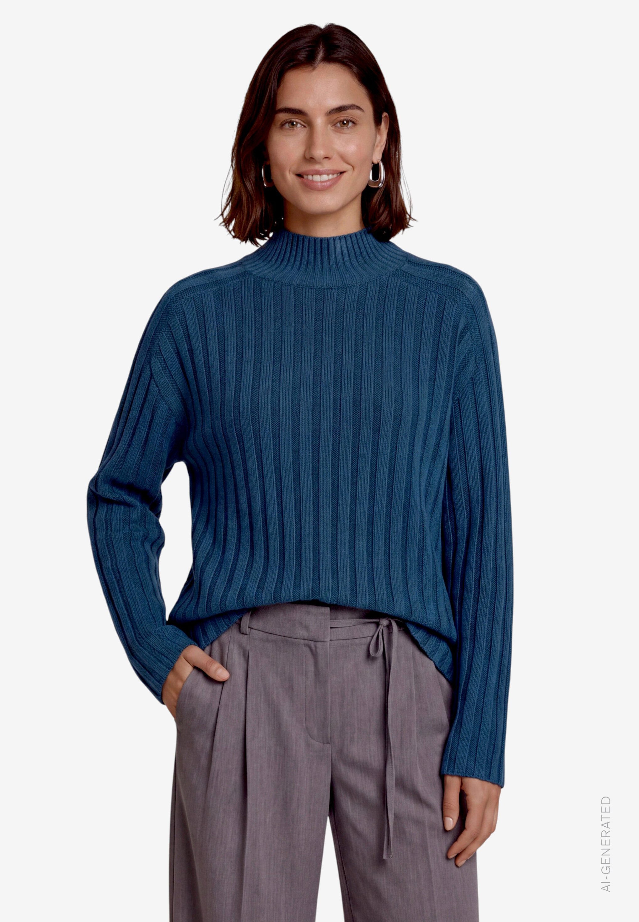 Zero Strickpullover Winterpullover mit Stehkragen