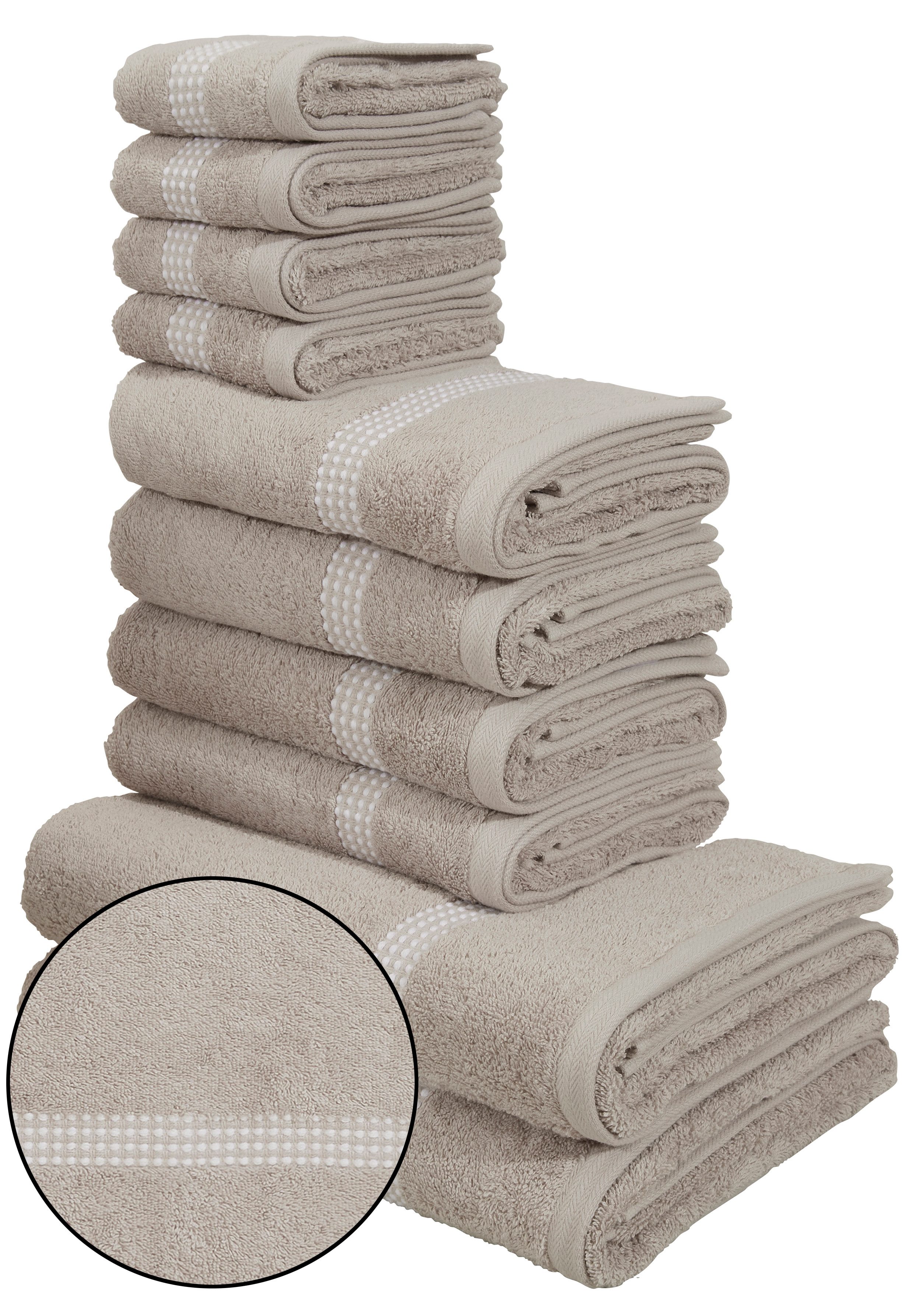 OTTO home Handtuch Set Kapra, Premium Handtücher, 100% Baumwolle, 500 gr/m², 10-tlg., Frottier (Set, 10-St), 2 Duschtücher, 4 Handtücher, 4 Gästehandtücher, 5 Jahre Garantie