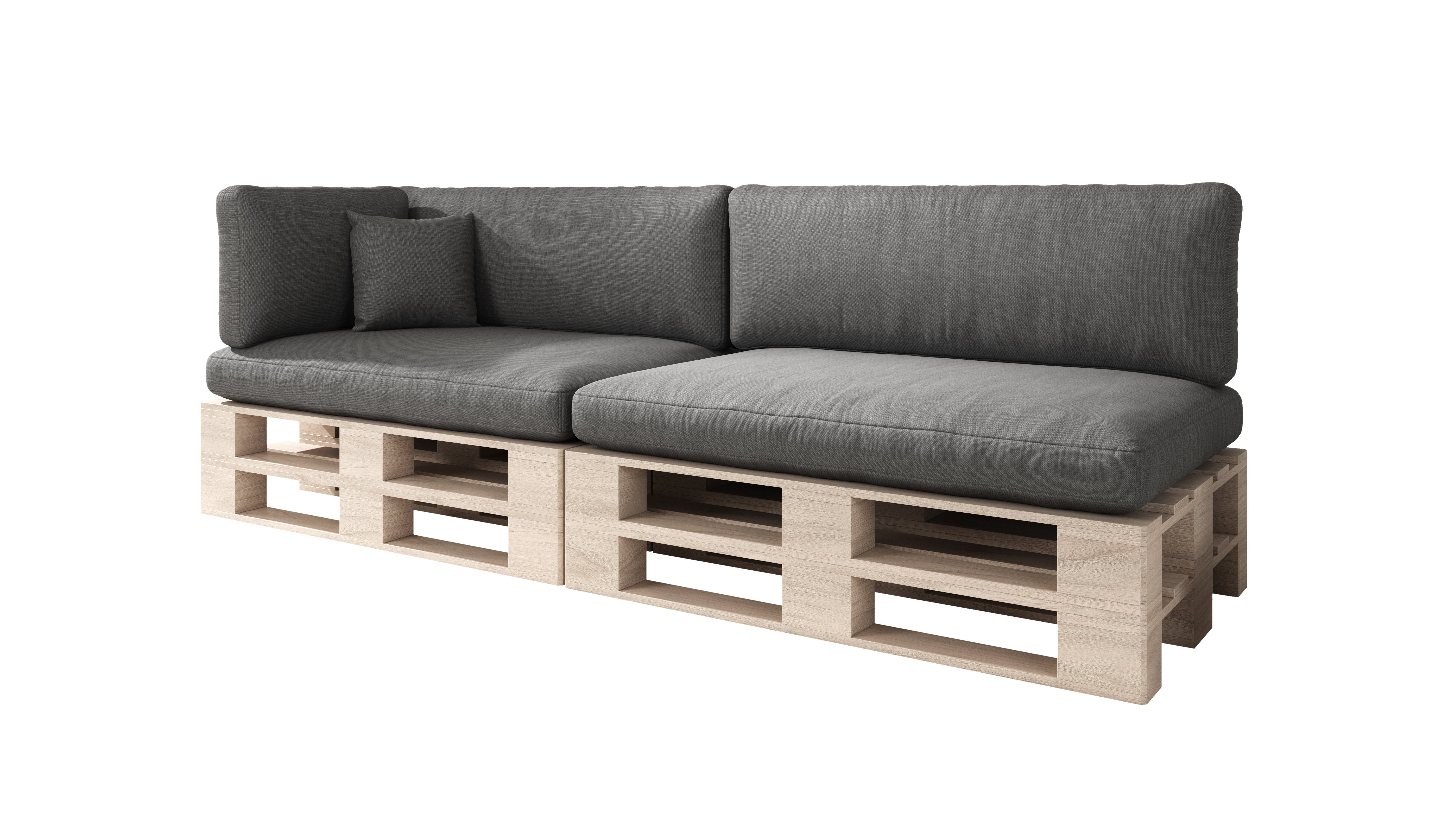 sunnypillow Palettenkissen Boston - Set Palettenauflage mit abnehmbarem Bezug, Indoor / Outdoor, 6er Set Подушки + Rückenkissen