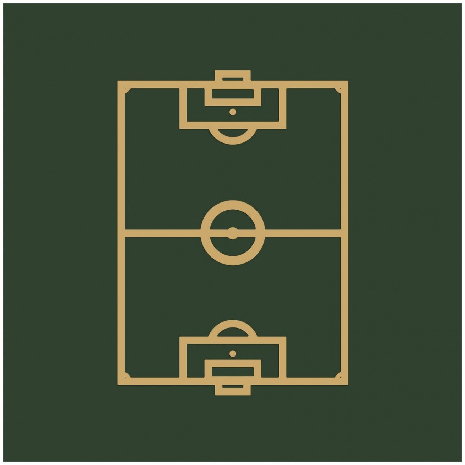 Wallario Memoboard Fußball - Fußballfeld gezeichnet in grün und gelb