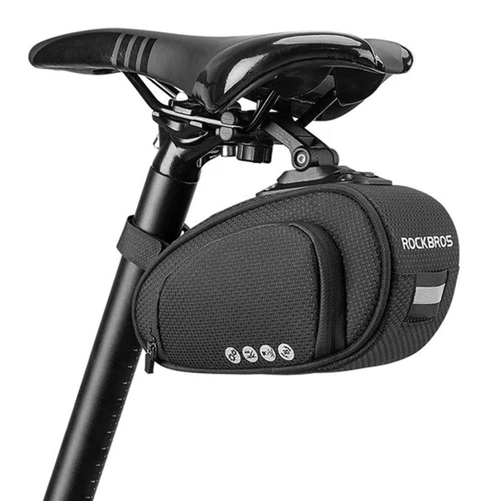 ROCKBROS Fahrradtasche Satteltasche Werkzeugtasche Fahrradzubehör (Spar-Set, 1-tlg), wasserdichter Reißverschluss, Reflektoren