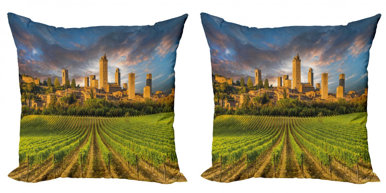 Kissenbezüge Modern Accent Doppelseitiger Digitaldruck, Abakuhaus (2 Stück), Italien San Gimignano Vineyards