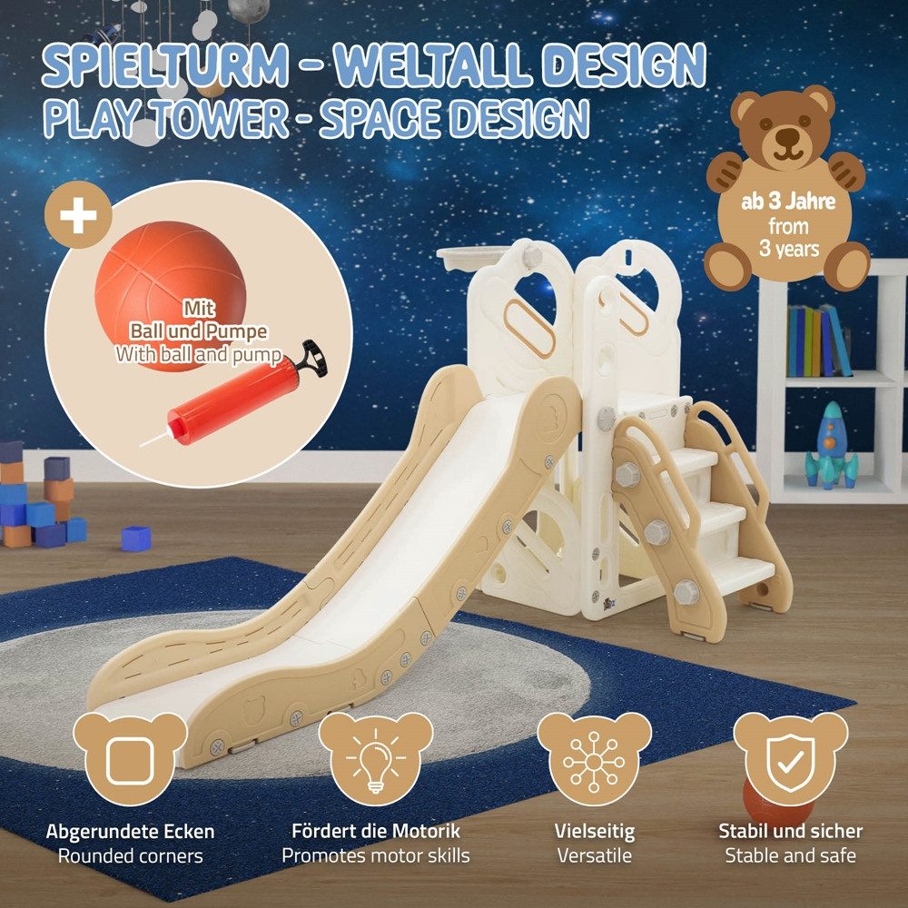 Joyz Rutsche Spielzeug Set 3in1 mit Rutsche und Basketballkorb, Kinderrutsc günstig online kaufen