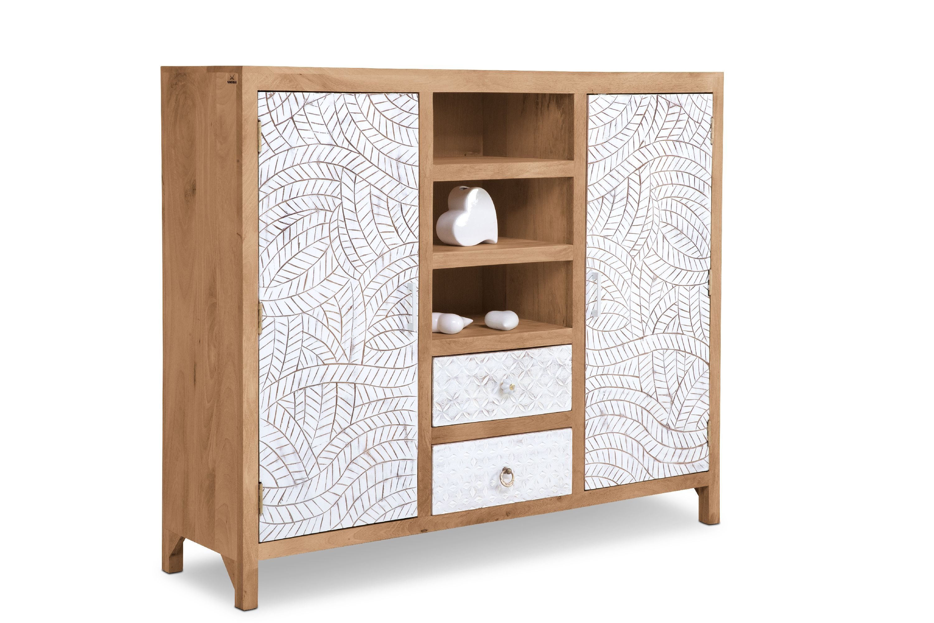 SANSIBAR LIVING Highboard Highboard SANSIBAR AMRUM BHT 140x120x40 cm braun Hochkommode