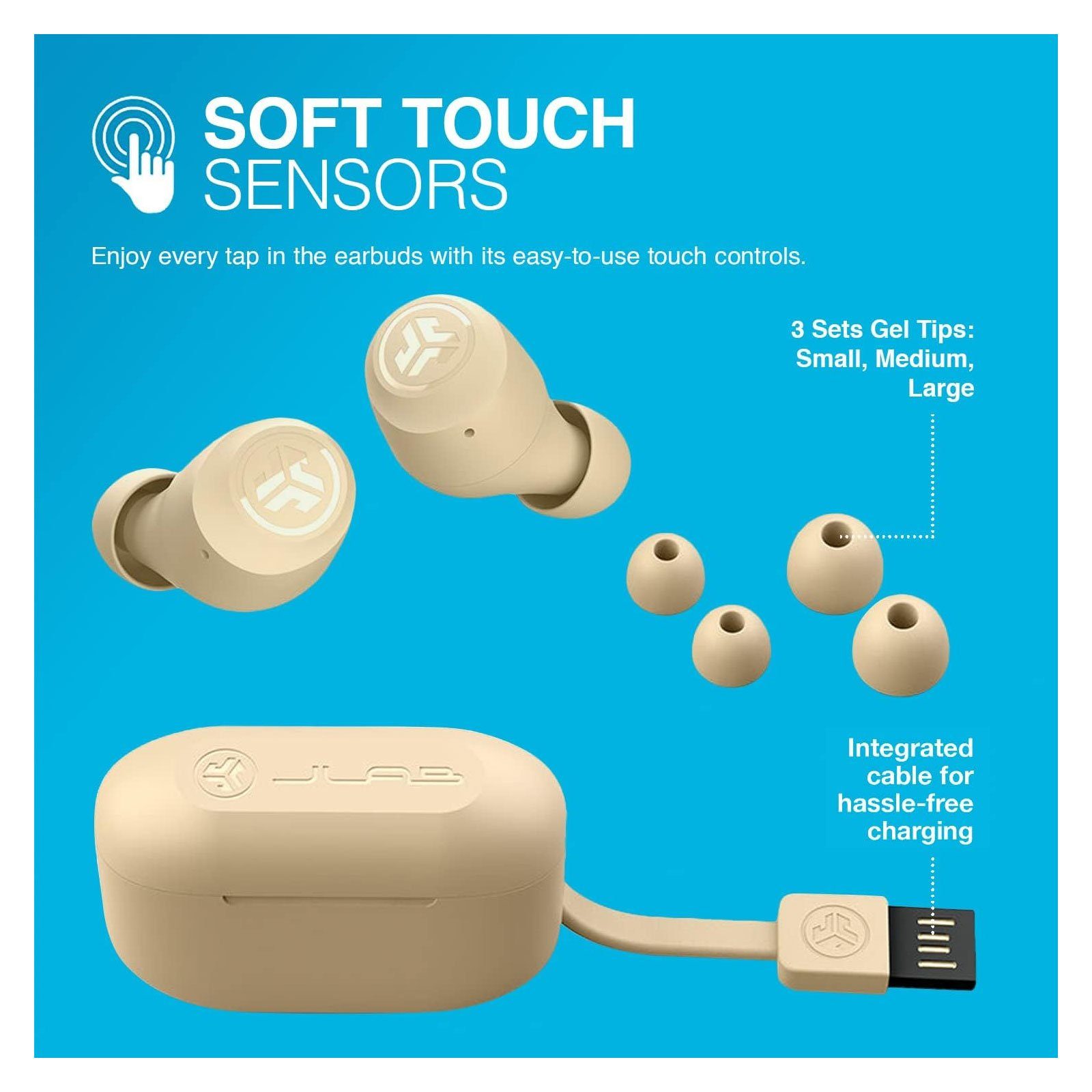 USB-Ladecase, Earbuds Wireless Bluetooth, True Jlab Go (TWS, Pantone EQ3-Sound, Hauttöne) In-Ear-Kopfhörer Air 155 Tones Touch,