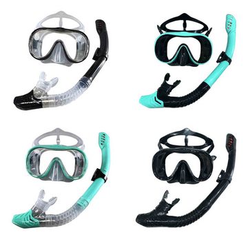 WISHDOR Schnorchel Schnorchelset Schnorchelmaske Schnorcheln Set Taucherbrille Erwachsene (1 St., Anti-Leck Anti-Fog Tauchmaske Dry Schnorchel aus Gehärtetem Glas), Trocken Schnorchel Schwimmen und Tauchen