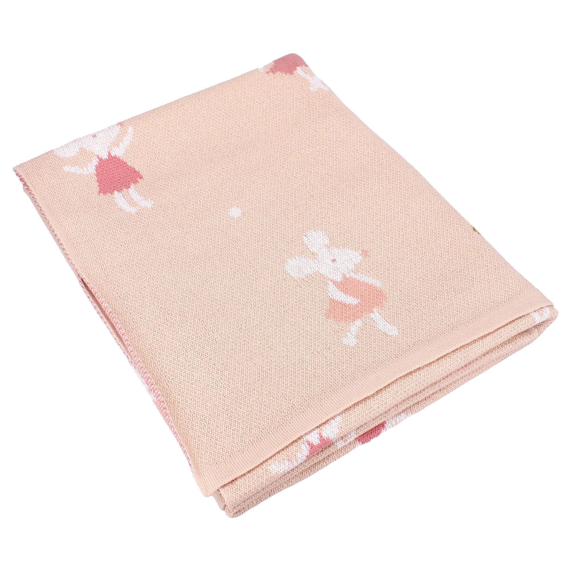 Wohndecke Babydecke 100x80 cm – Kuscheldecke aus Baumwolle mit Charlie dem Fuchs