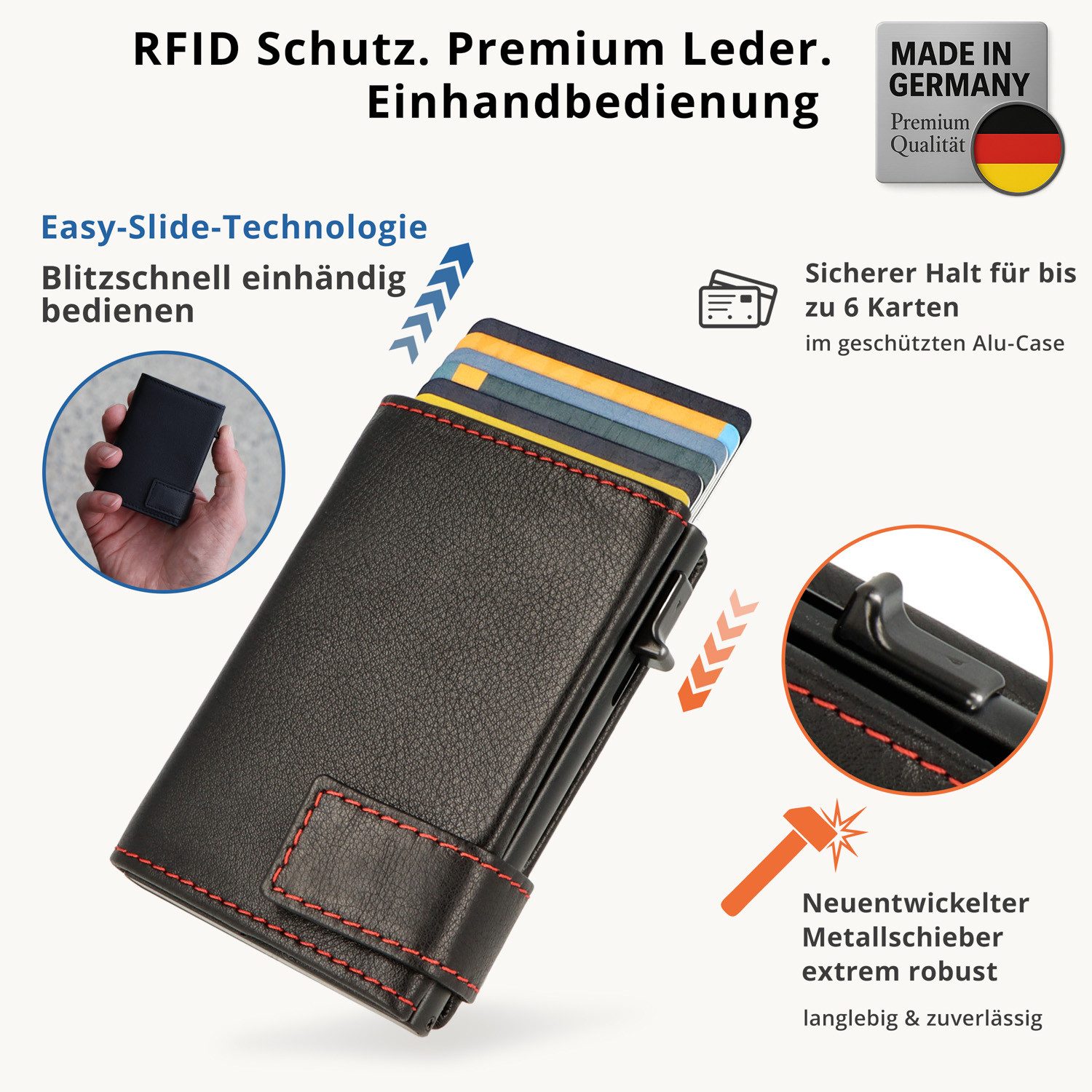 SecWal Geldbörse, Kartenetui mit Münzfach Druckknopf, Slim Wallet, RFID Schutz, Geldbeutel klein, für Damen und Herren