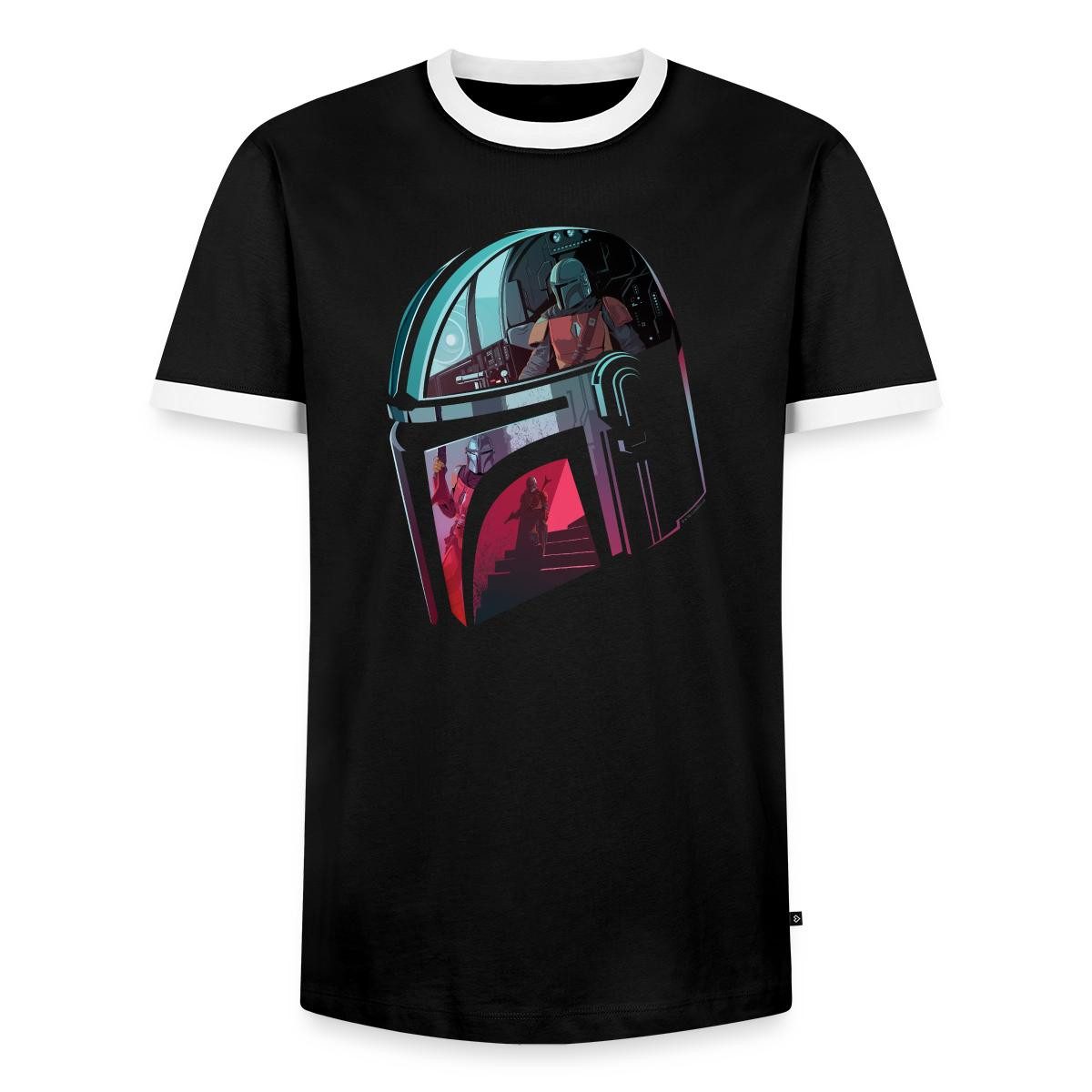 T-Shirt Star Wars: Mandalorian Verspiegelter Helm Männer Kontrast T-Shirt