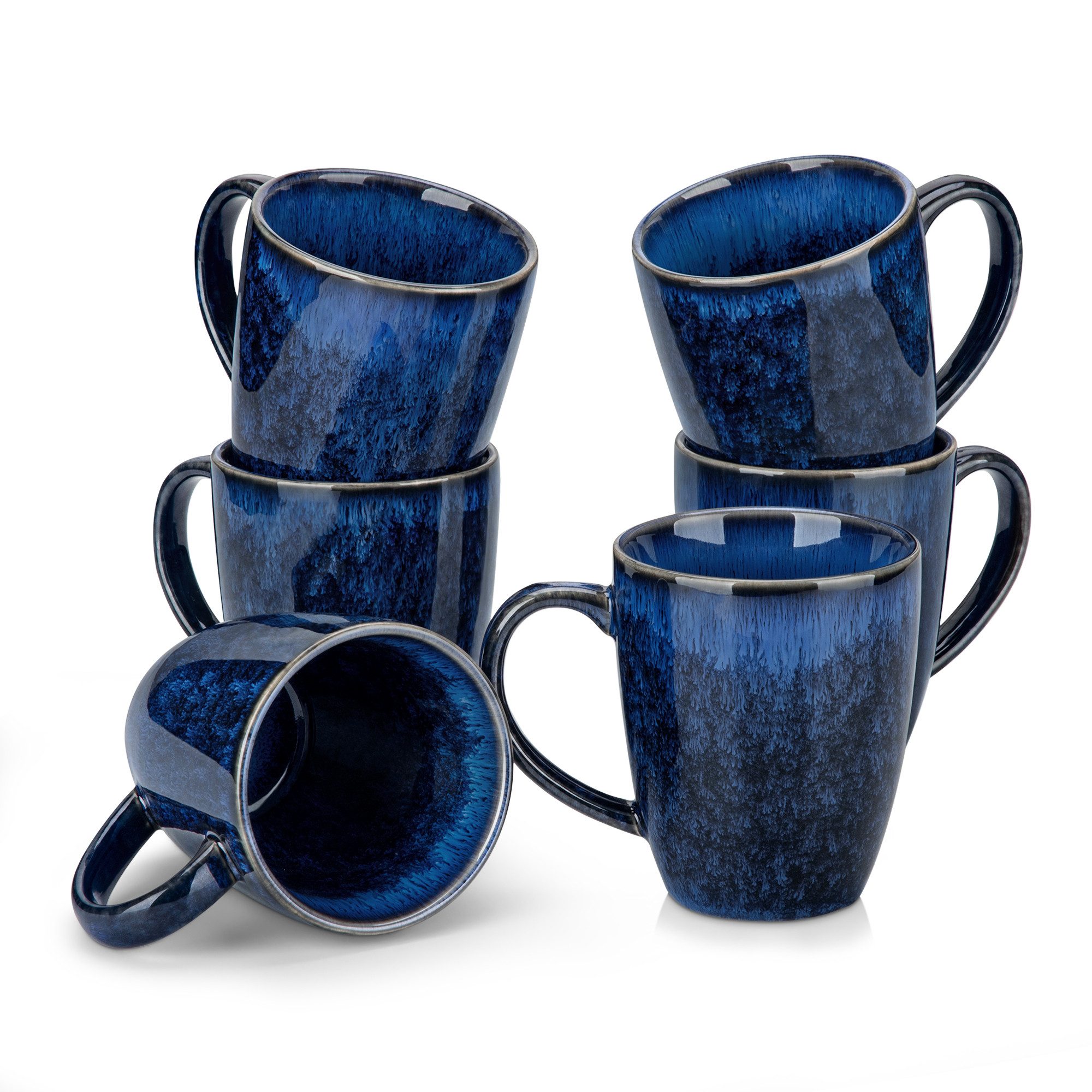 vancasso Tasse Kaffeeservice für 4/6, Steingut Tasse, Reaktivglasur, 6-tlg., Steingut