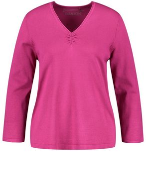 Samoon Rundhalspullover Basic Pullover mit V-Ausschnitt