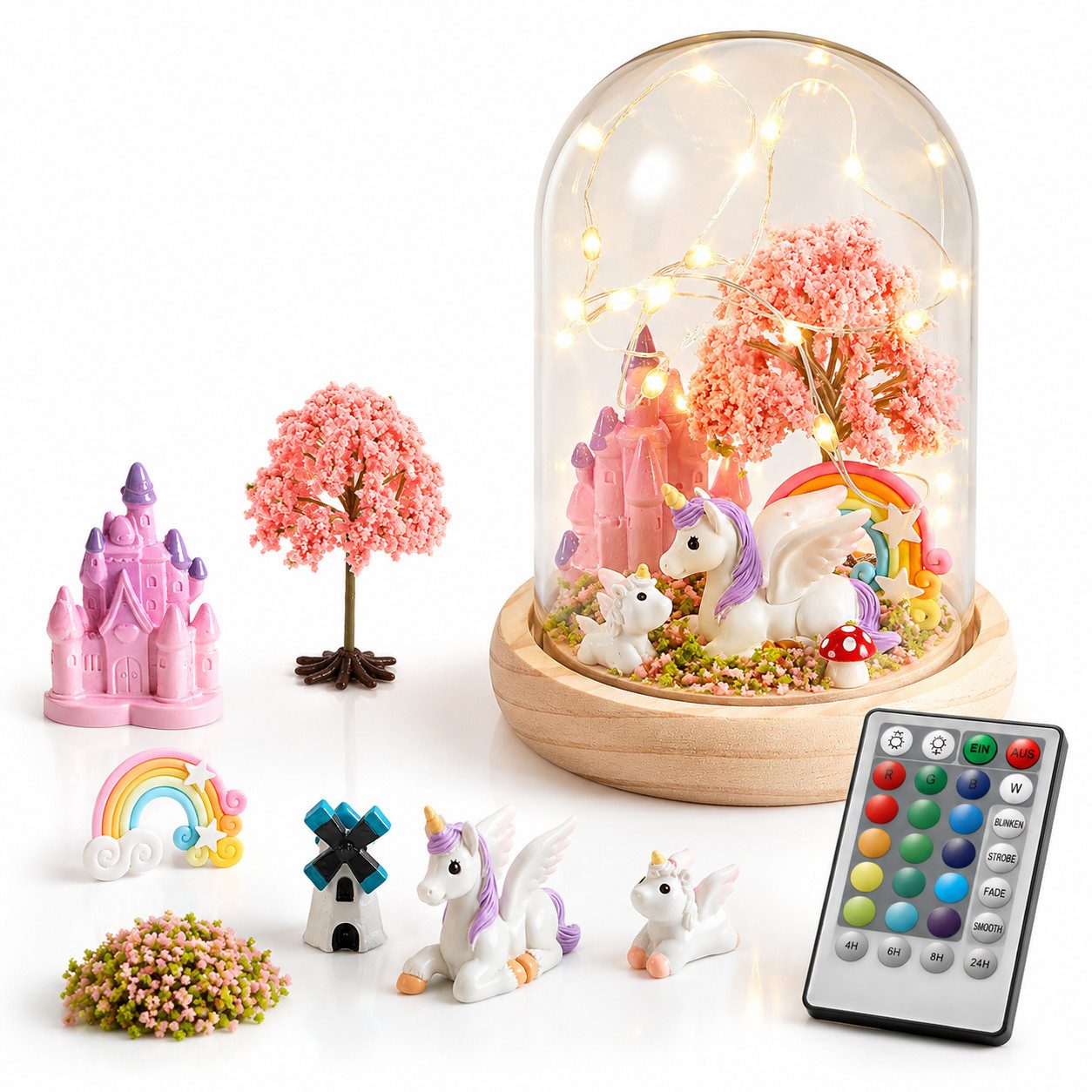 Wootoy Kreativset Einhorn Nachtlicht Bastelset Kinder DIY LED-Nachtlicht, (mit Bebilderte Schritt-für-Schritt-Anleitung, 1-tlg., verbindet kreatives Gestalten mit spielerischem Lernen), Geschenkidee für Kinder und Einhorn-Fans mit dekorativem Mehrwert