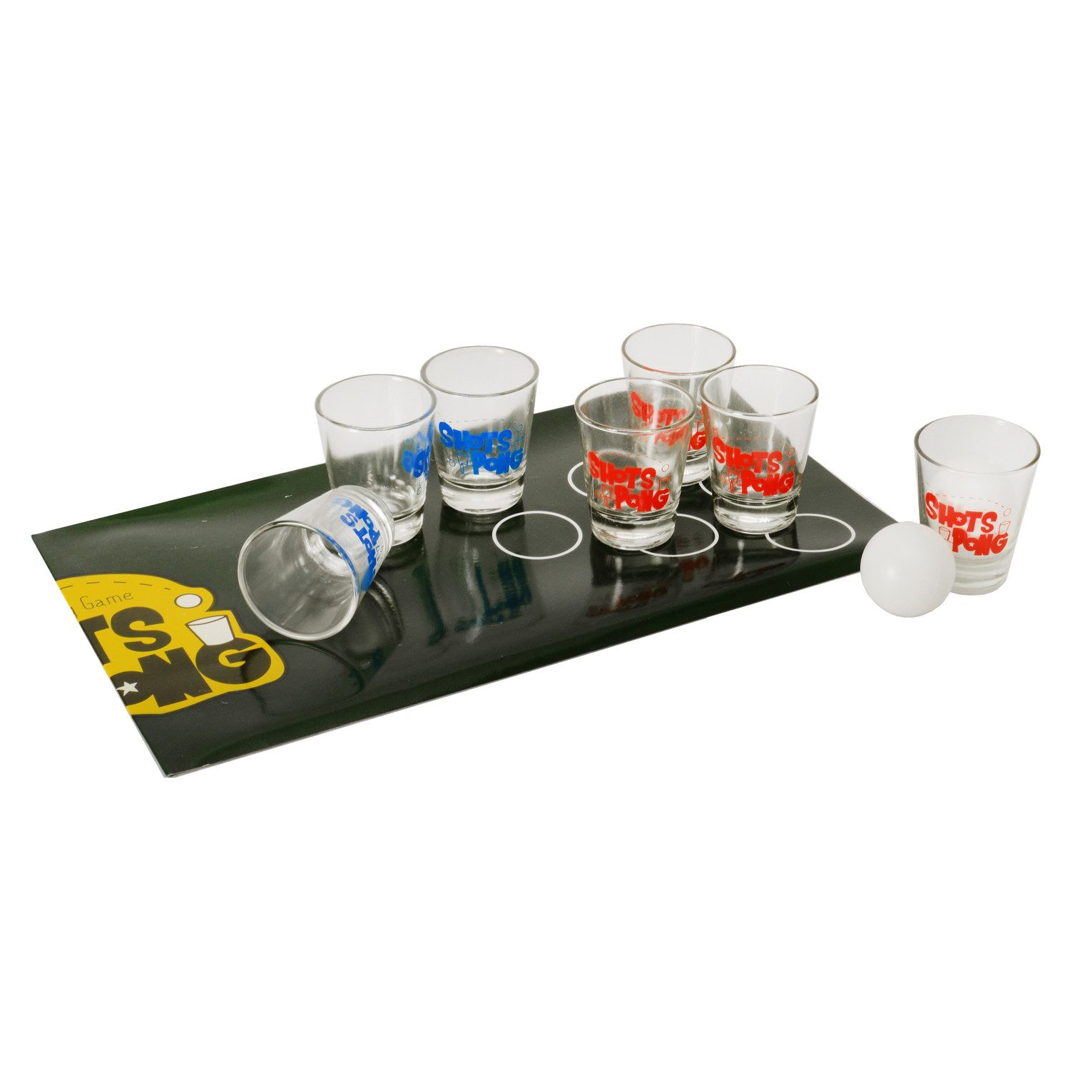 Spiel Shots Pong Trinkspiel mit 12 Gläsern, 2 Bällen und Spielfeld