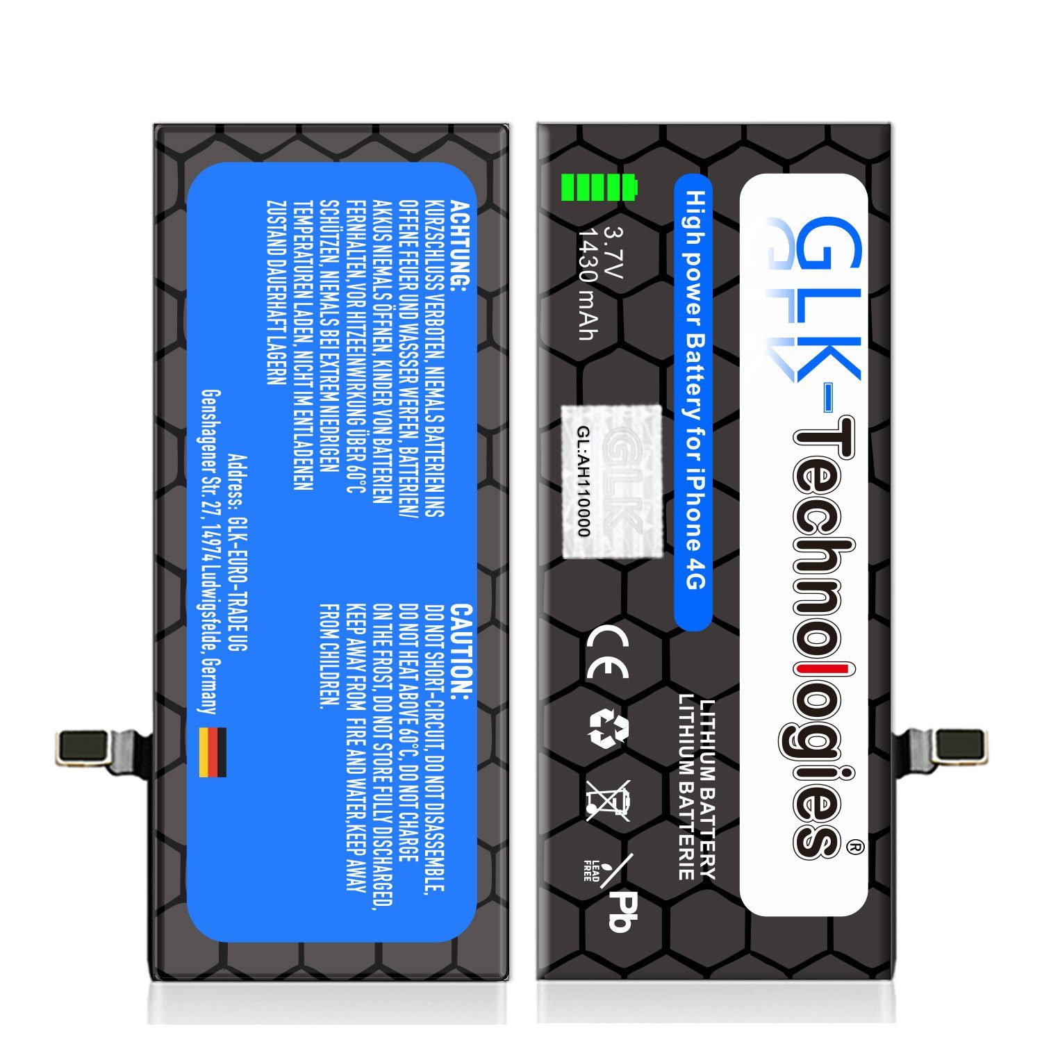 Kit V) High mit kompatibel Power Ersatz inkl. (3,8 Akku 4 Set Smartphone-Akku GLK-Technologies mAh iPhone Werkzeug 1430
