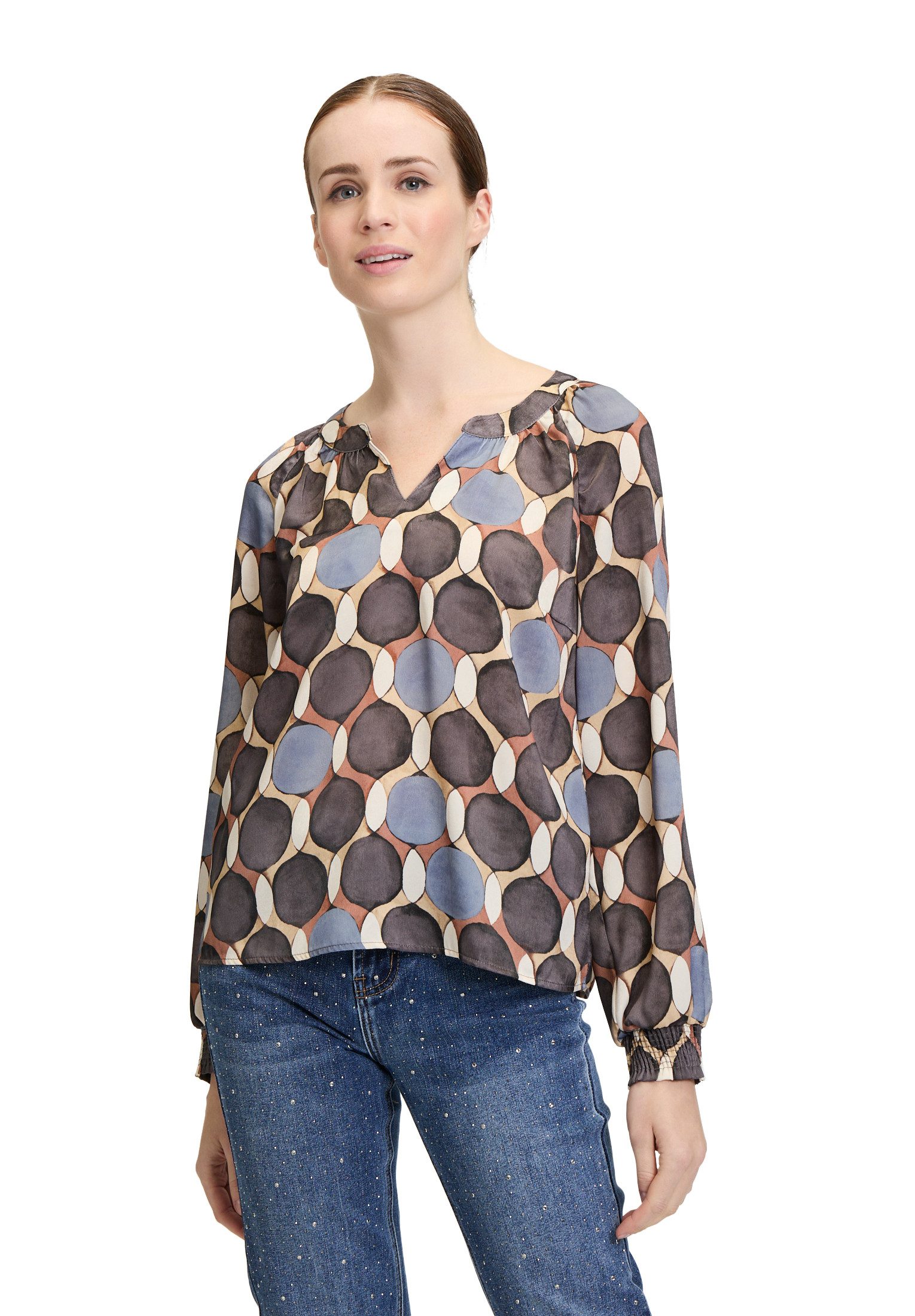 Schlupfbluse Cartoon Damen Casual-Bluse mit Muster