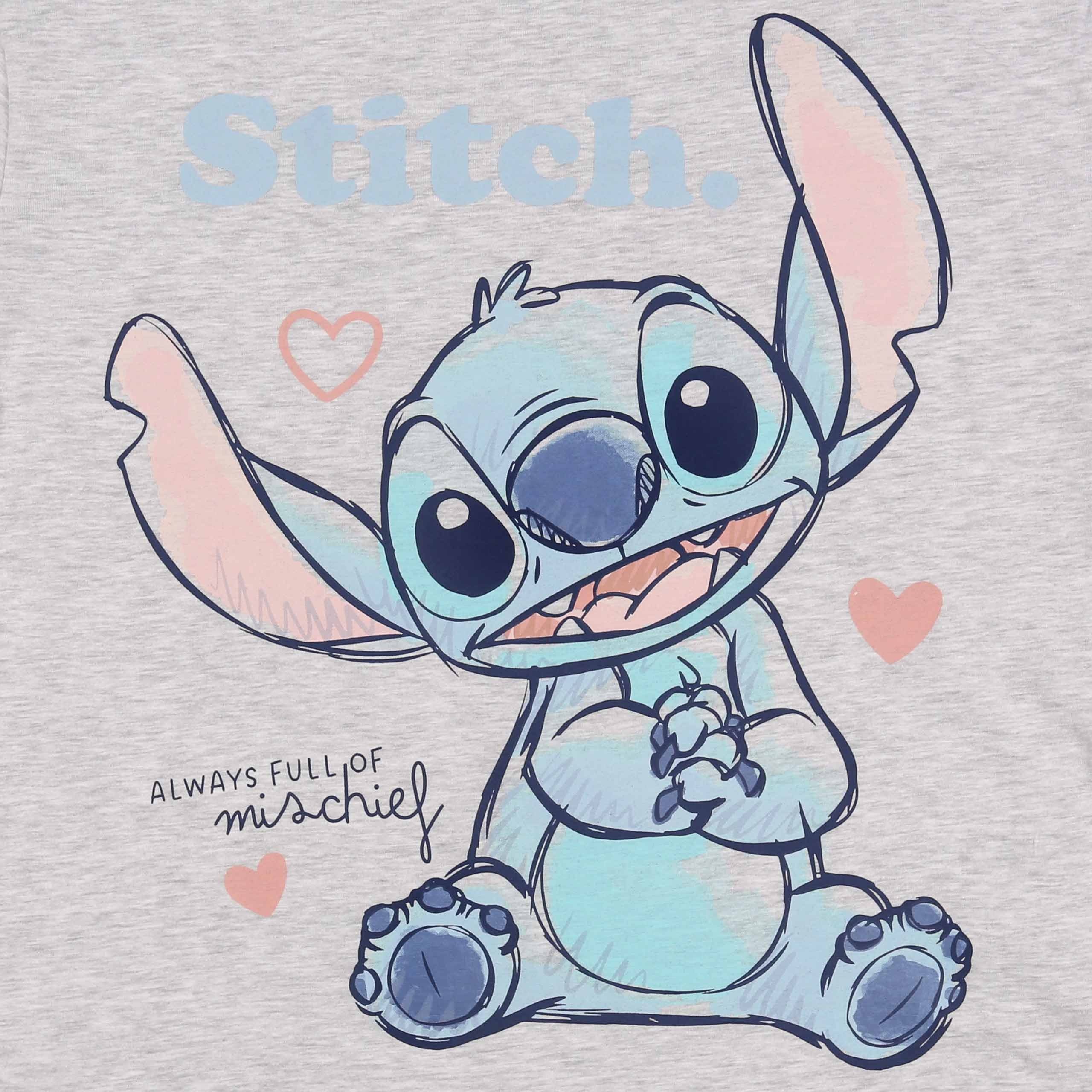 Disney Schlafanzug DISNEY Stitch Damen-Baumwollpyjama, 2-teilig, Kurzarmshirt & Hose