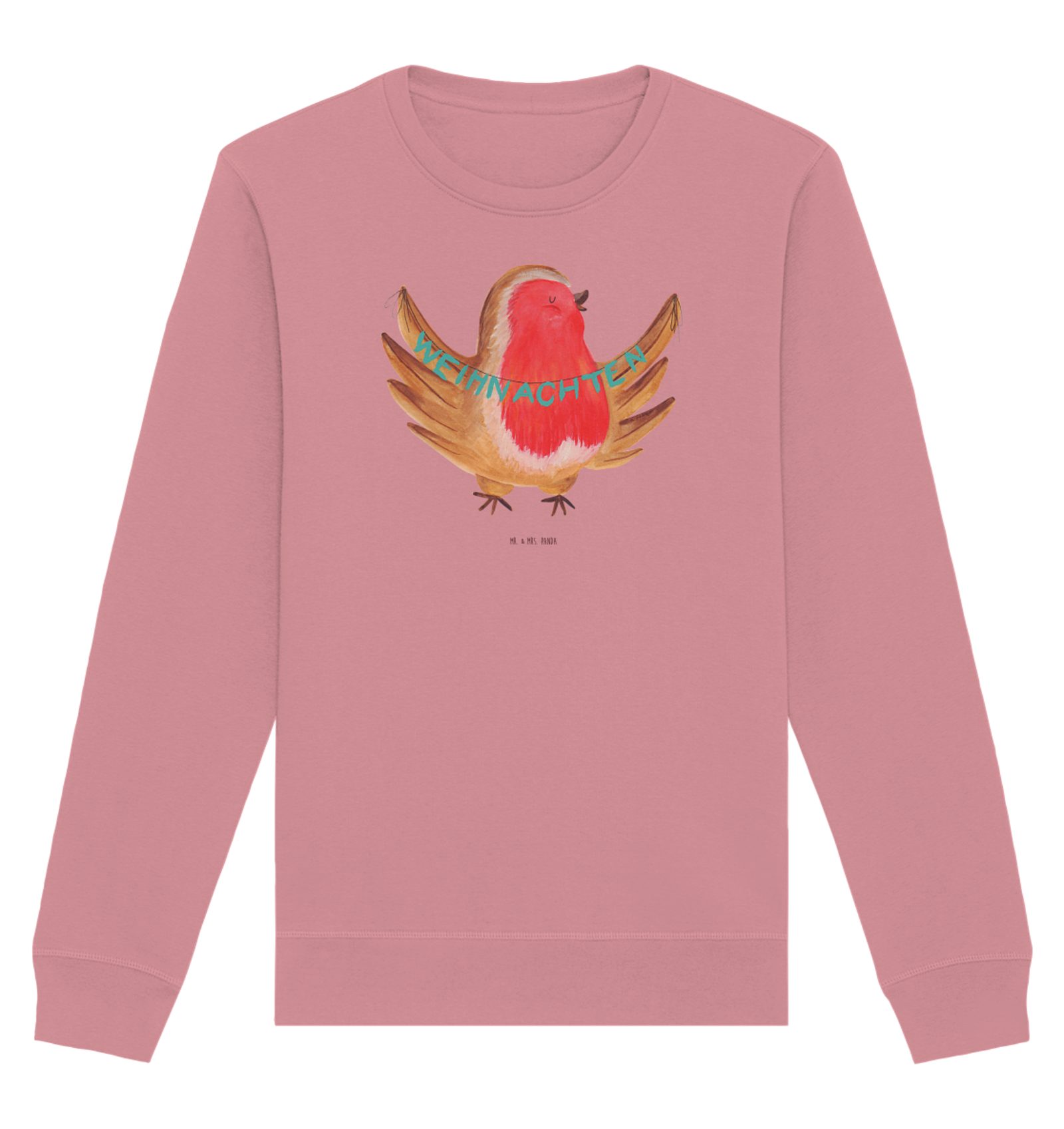 Longpullover Rotkehlchen Weihnachten Größe XS - Canyon Pink - Geschenk, Pullover