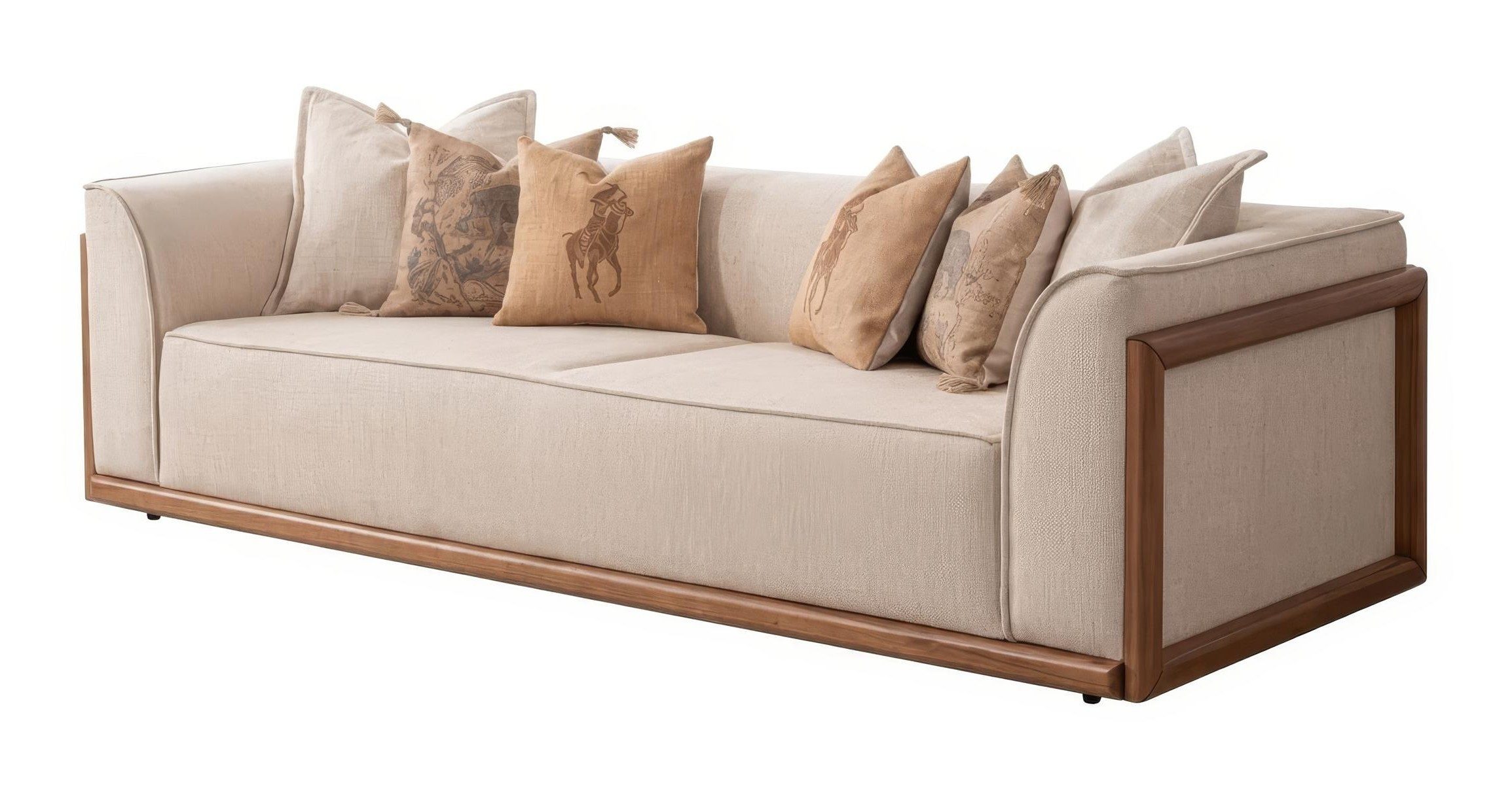 Xlmoebel Polstergarnitur Sofa Modern Beige Bequem Couch Polstersofa Holz Wohnzimmer, (1-tlg)