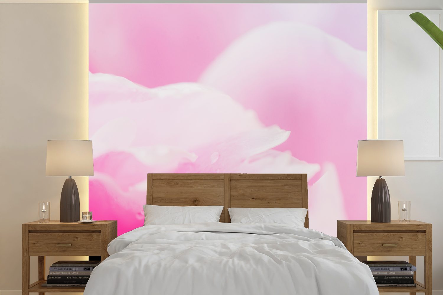 Tapete der St), Schlafzimmer, MuchoWow rosa Wandtapete Nahaufnahme (5 Matt, der Wohnzimmer bedruckt, Fototapete oder Blütenblätter für Vinyl Pfingstrose,
