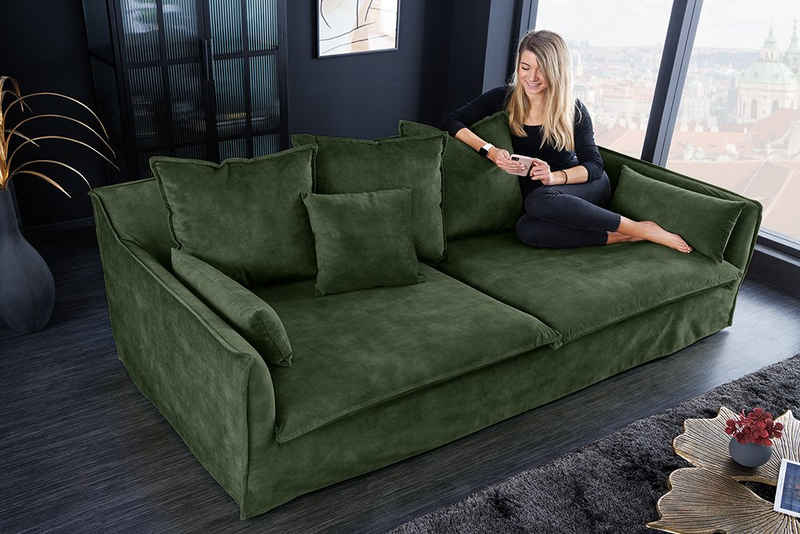 riess-ambiente 3-Sitzer HEAVEN 200cm dunkelgrün, Einzelartikel 1 Teile, Wohnzimmer · Samt · Federkern · Hussensofa