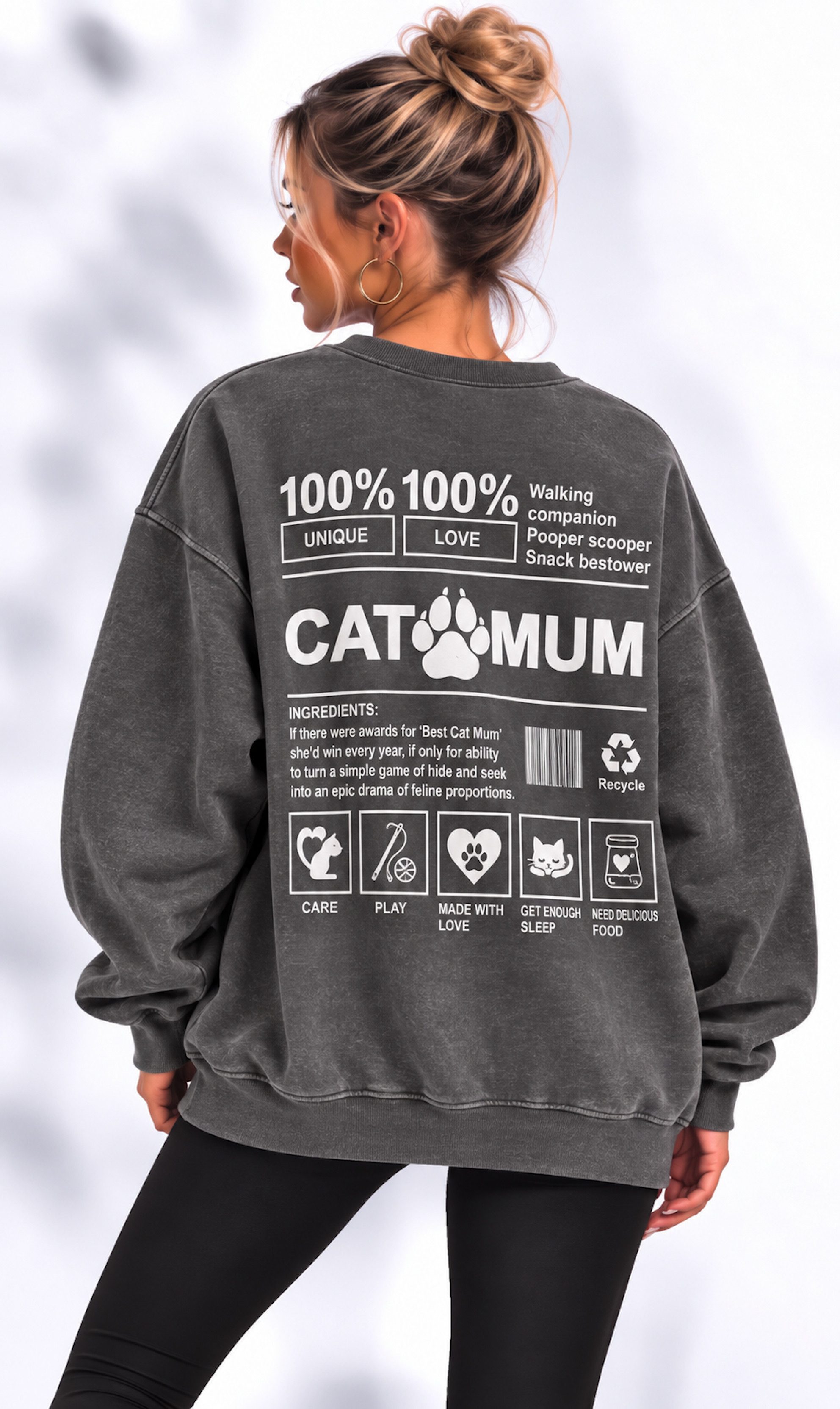 Worldclassca Sweatshirt Worldclassca Oversized Sweatshirt CAT/DOG MUM Print Langarm Pullover Neue Kollektion - Stilvolle und gemütliche Streetwear Mode für Damen