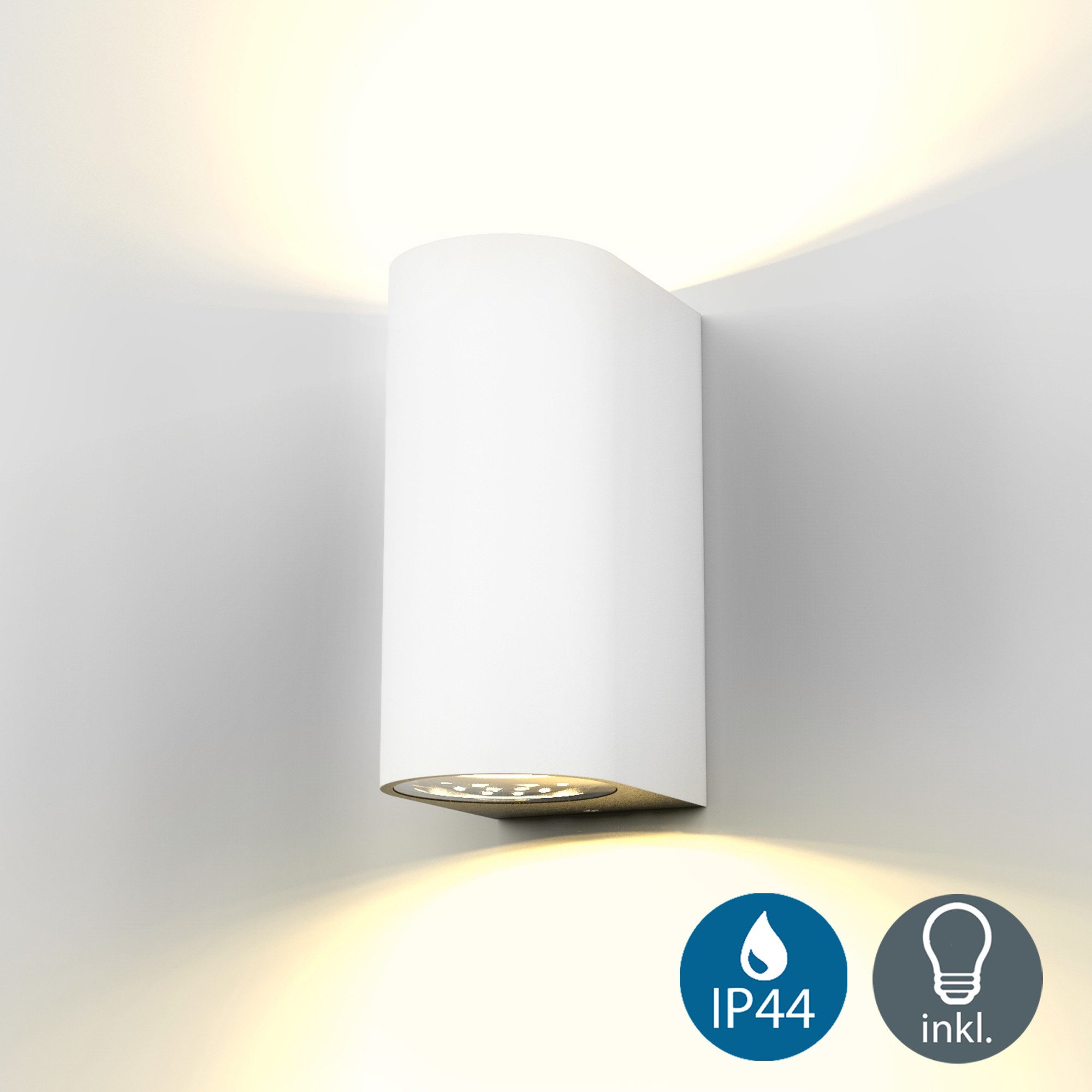 Briloner Leuchten Außen-Wandleuchte LED Wandlampe Außen & Innen Wandspot 15x9cm schwarz/weiß IP44, LED wechselbar, Warmweiß, 3000K Hauswand Up Down 2x GU10 5W 400lm Terrasse Garten