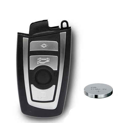 mt-key Auto Schlüssel Smartkey 4 Tasten Ersatz Gehäuse + passende CR2450 Knopfzelle, CR2450 (3 V), für BMW Funk Fernbedienung