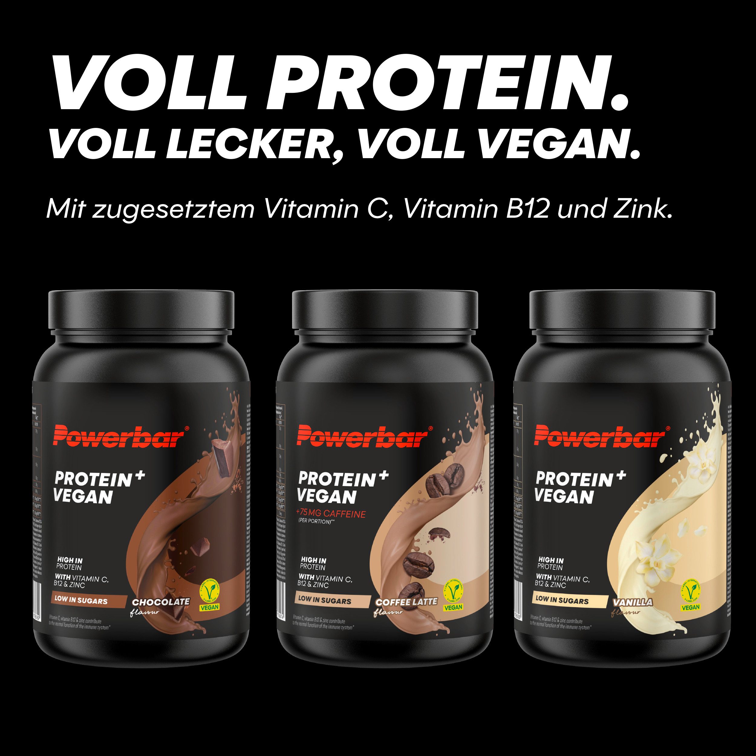 PowerBar Protein+ Vegan Immune Support Coffee Latte 570 g Protein Pulver Pulver, 1 er Dose à 1 St., 570 g, Veganes Protein Pulver