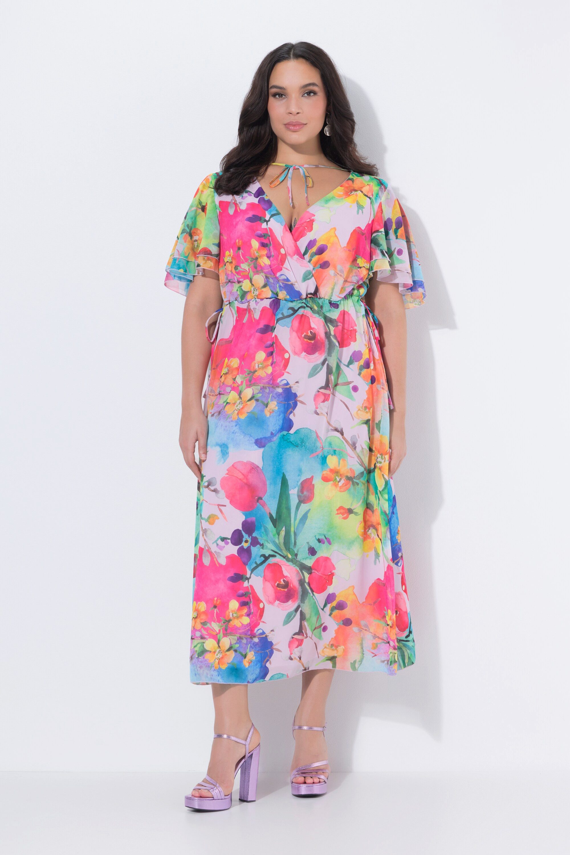 Ulla Popken Cocktailkleid Maxi-Chiffonkleid