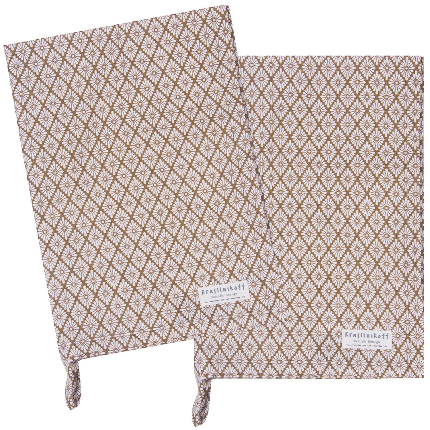 Krasilnikoff Geschirrtuch Biscuit, (2-tlg., 2-teilig), Geschirrtücher ca.50x70cm Baumwolle