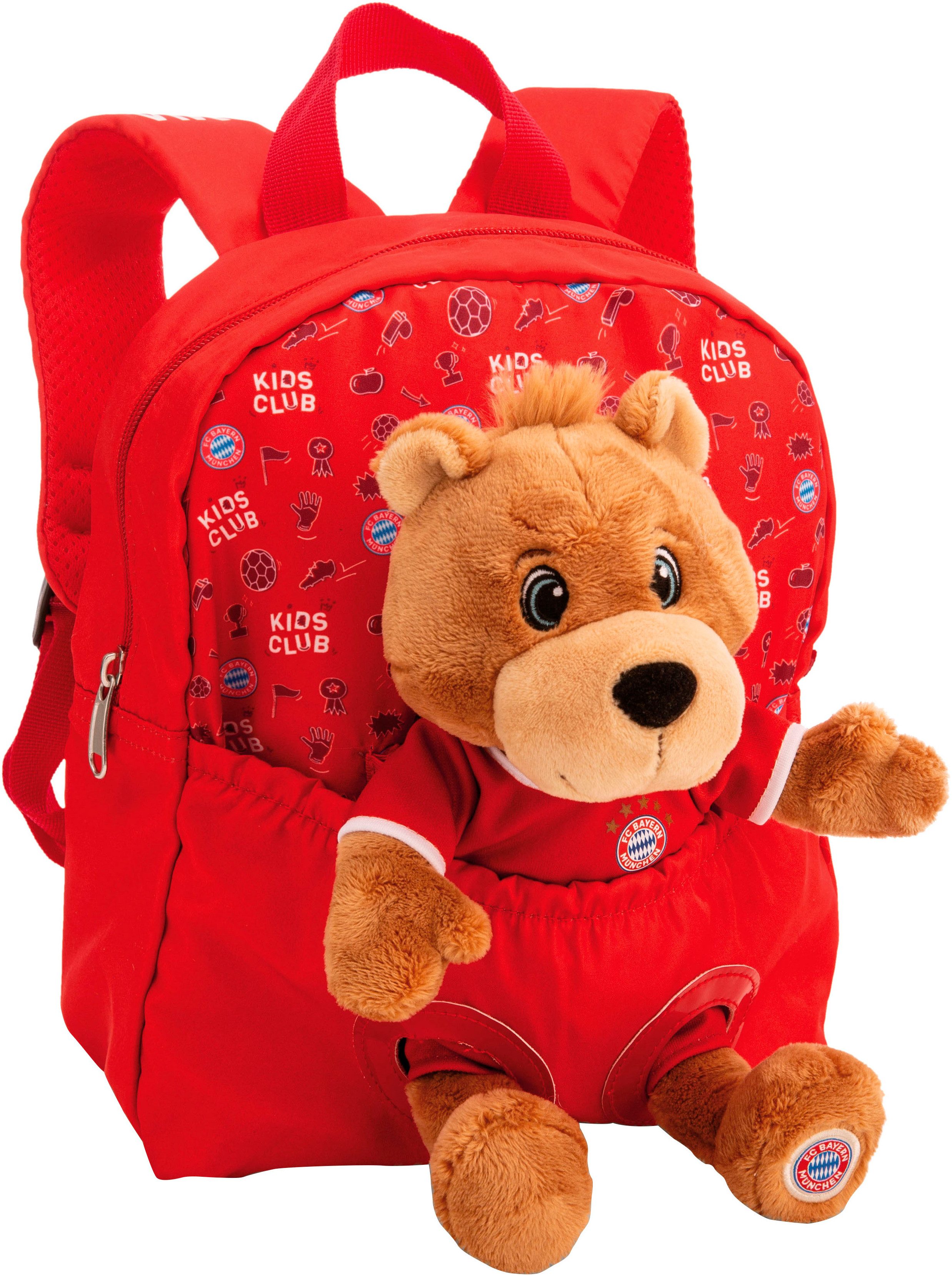 Nici Kinderrucksack FC BAYERN MÜNCHEN inklusive Plüsch Bär Berni 25 cm (Set, 2-tlg)