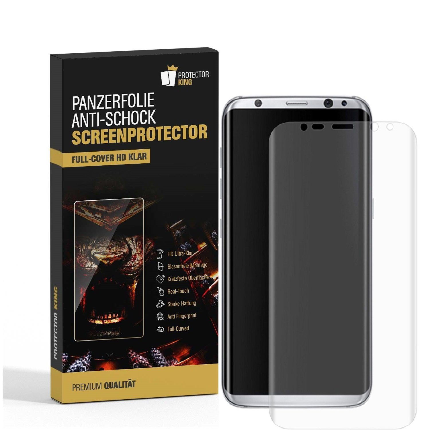 Protectorking Schutzfolie »2x Panzerfolie für Samsung Galaxy S9 FULL  COVER«, (2-Stück, 1-Set), Hochwertige FULL CURVED NANO Panzerfolie aus  Robusten und unzerbrechlichen PET Material. HD Ultra klar