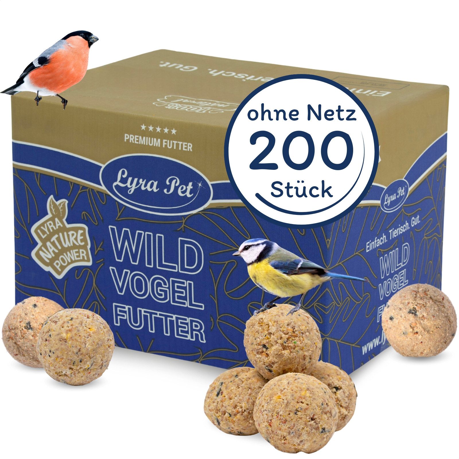 Lyra Pet 200 Stk. Lyra Pet® Meisenknödel ohne Netz à 90 g = 18 kg Vogelfutter, für: Wildvogel