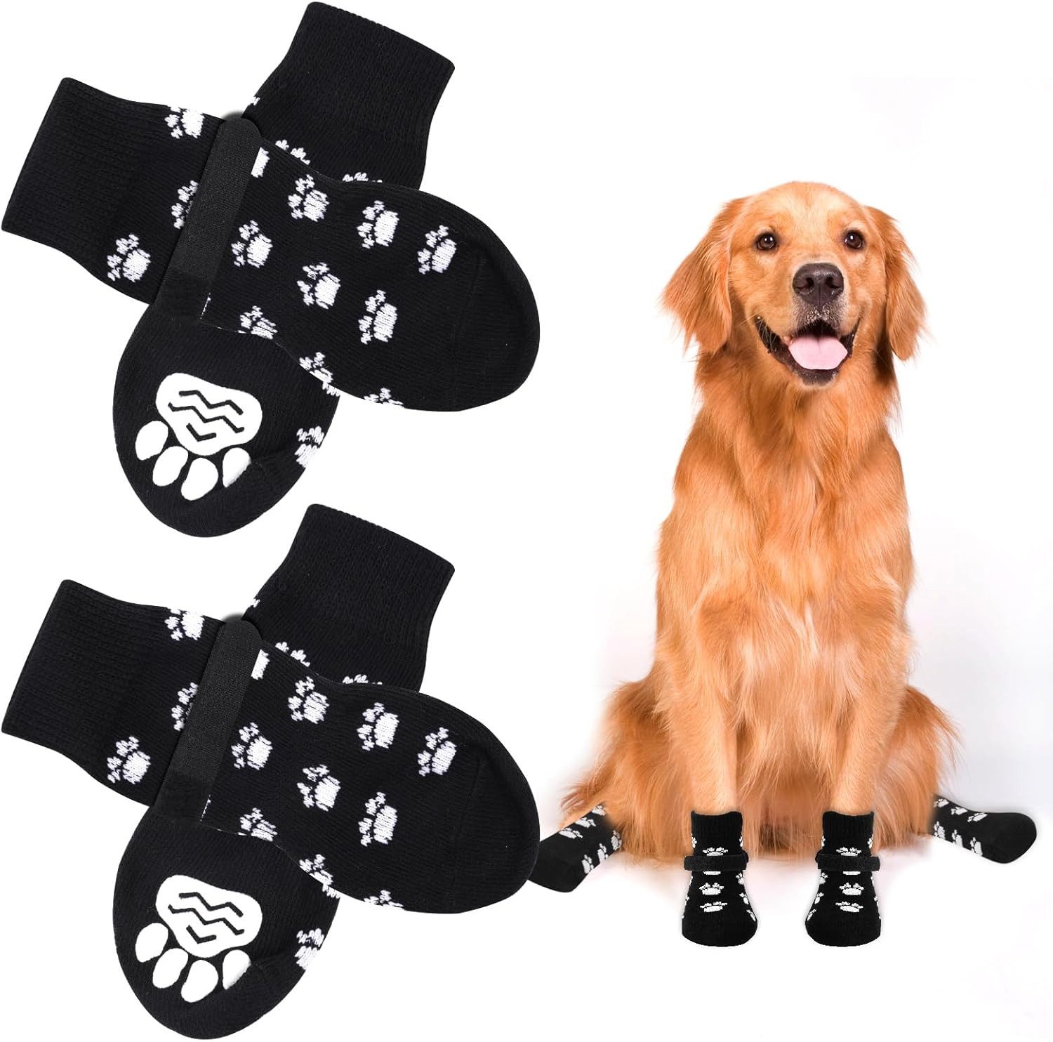 Beaface Pfotenschutz 4 Paar Indoor Anti-Rutsch Socken für Hunde,Pfotenschutz Haftsocken