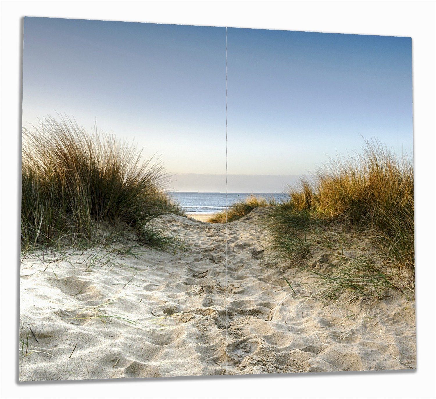 Wallario Herd-Abdeckplatte Weg durch die Dünen zum Strand am Meer, ESG-Sicherheitsglas, (Glasplatte, 2 tlg., inkl. 5mm Noppen), verschiedene Größen