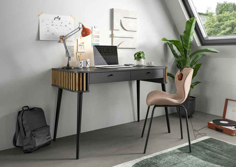 INOSIGN Schreibtisch Stavanger, Breite 120 cm, in grau Nachbildung und grau Nachbildung, Bürotisch, Arbeitstisch, Computertisch, Arbeitszimmer, retro