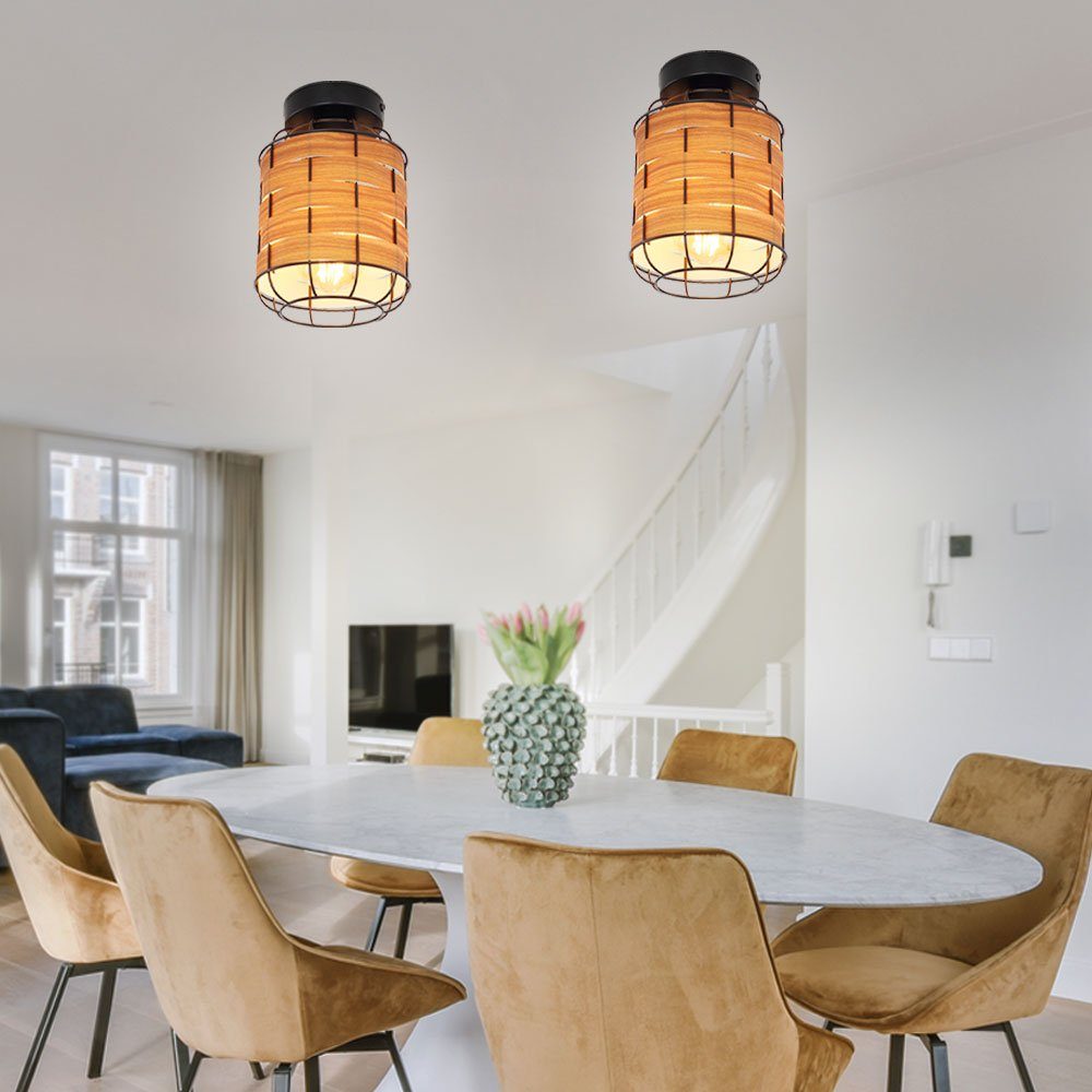 Esstischleuchte Deckenleuchte Wohnzimmerlampe Gitter-Design Holzlampe Leuchtmittel nicht Deckenstrahler, inklusive, Globo
