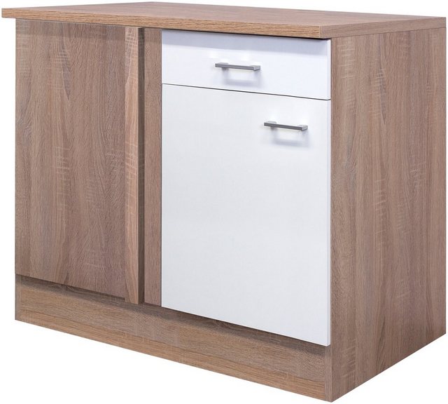 Flex-Well Classic Eck-Unterschrank Samoa 110 x 60 cm Weiß-Sonoma Eiche