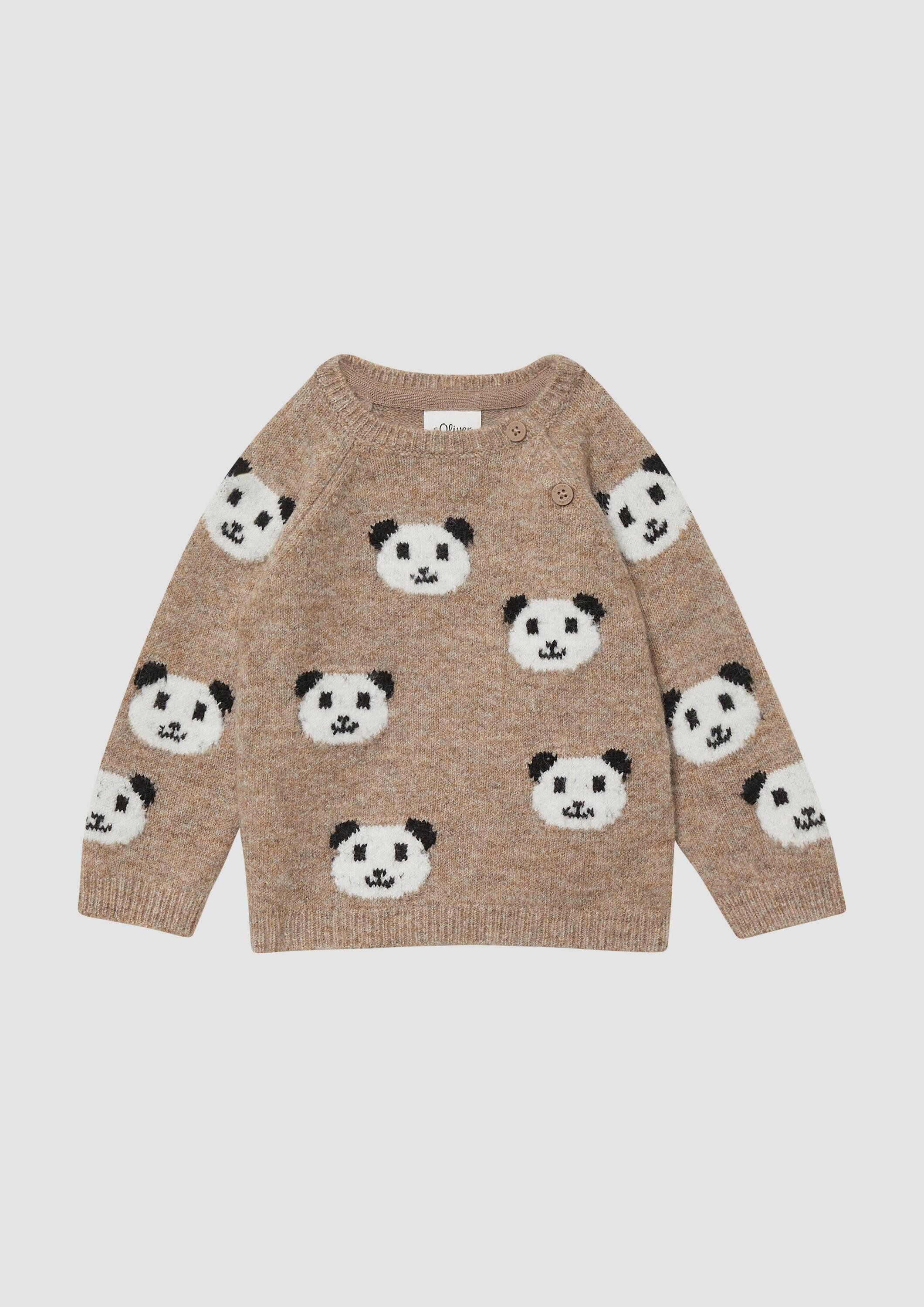 s.Oliver Longpullover Strickpullover Unisex Strickpullover mit Bärchen-Motiven