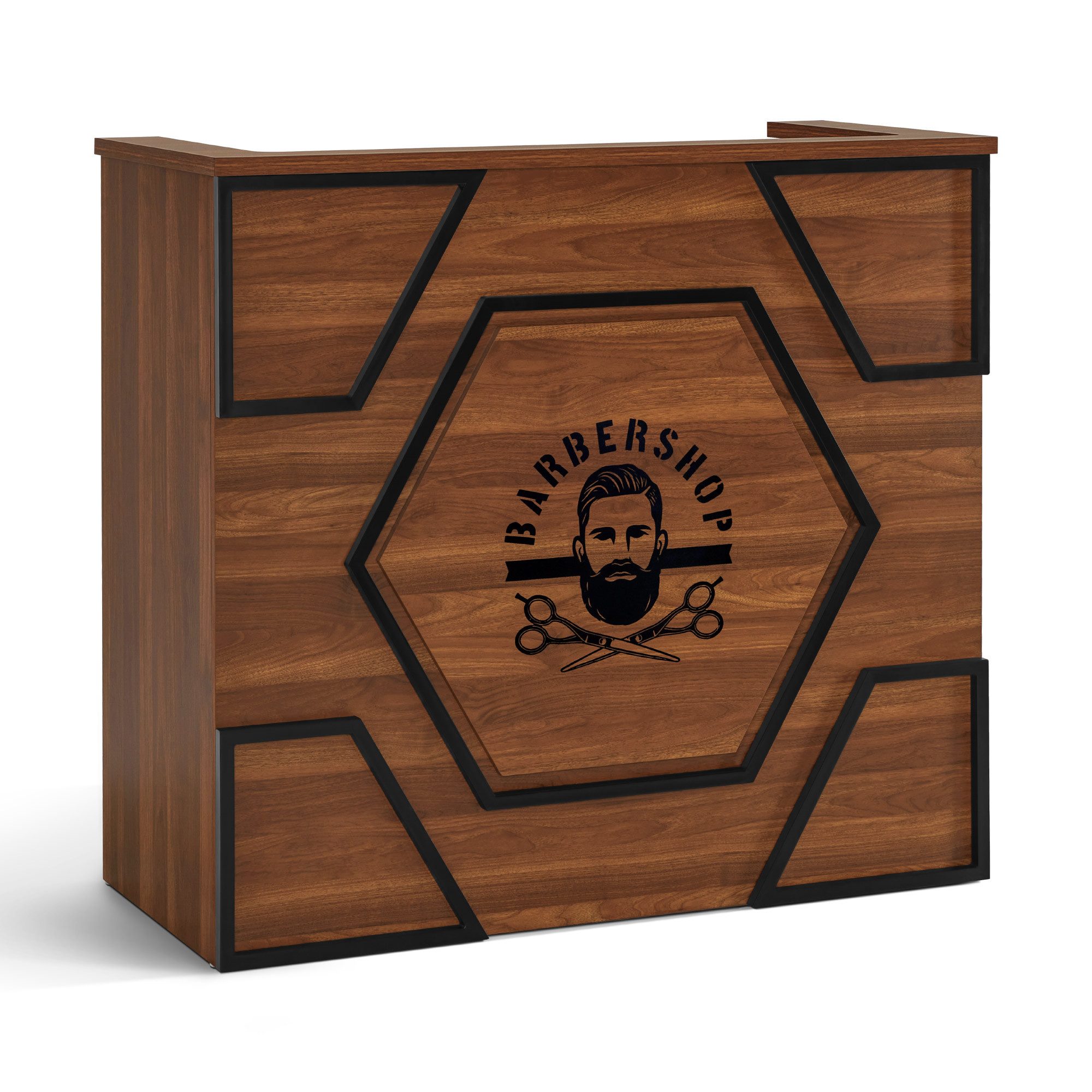 Barberpub Empfangstheke BarberPub Empfangstheke mit 2 Schubladen, Rezeptionstisch Braun R9760